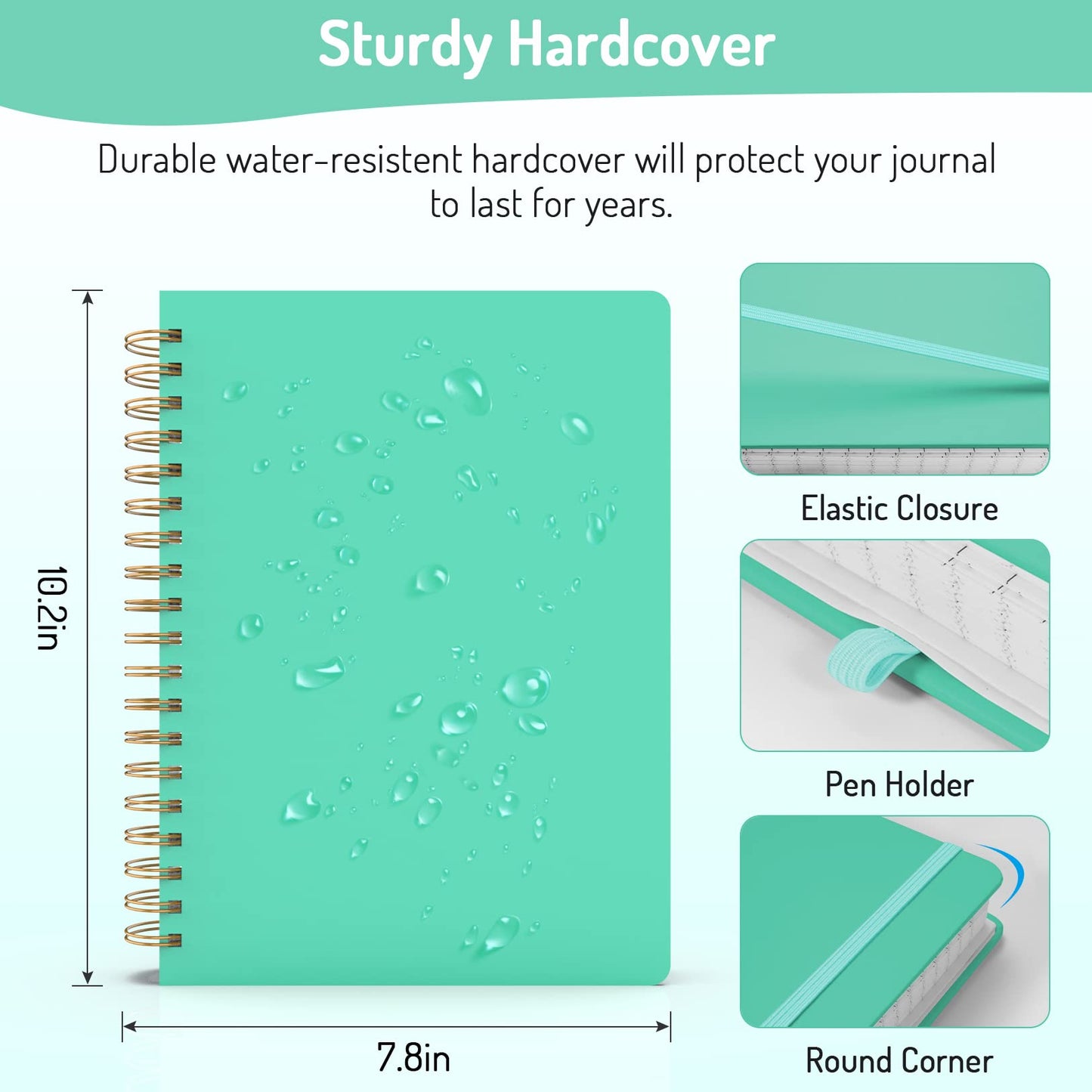 Forvencer Lined Spiral Journal Notebook with 300 Numbered Pages, B5 College Ruled Thick Journals for Writing with 100GSM Paper, Hardcover Notebooks with Contents for Work, School, Women, Men, Black