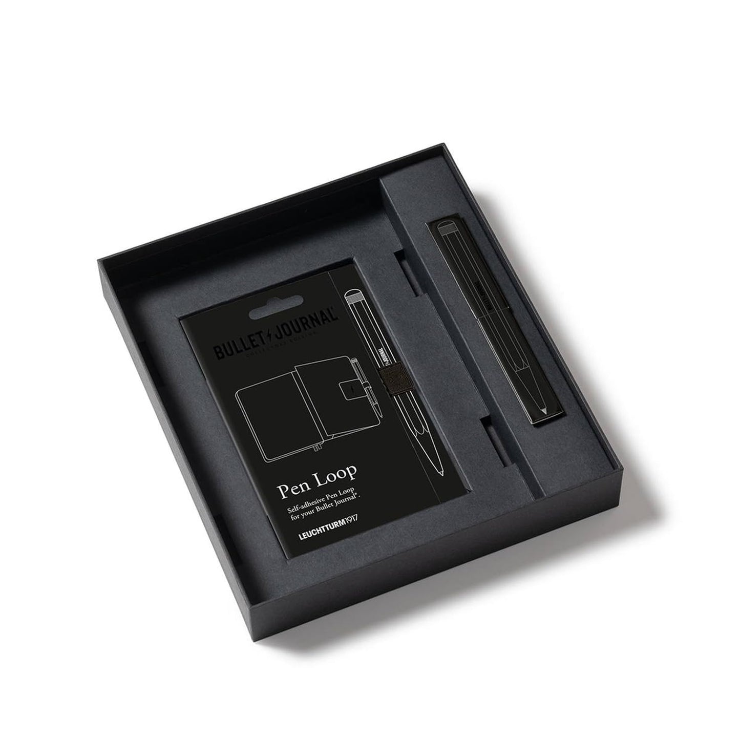 LEUCHTTURM1917 Bullet Journal Stealth Collector's Set - All Black Official BuJo Notebook, Drehgriffel Pen, and Pen Loop