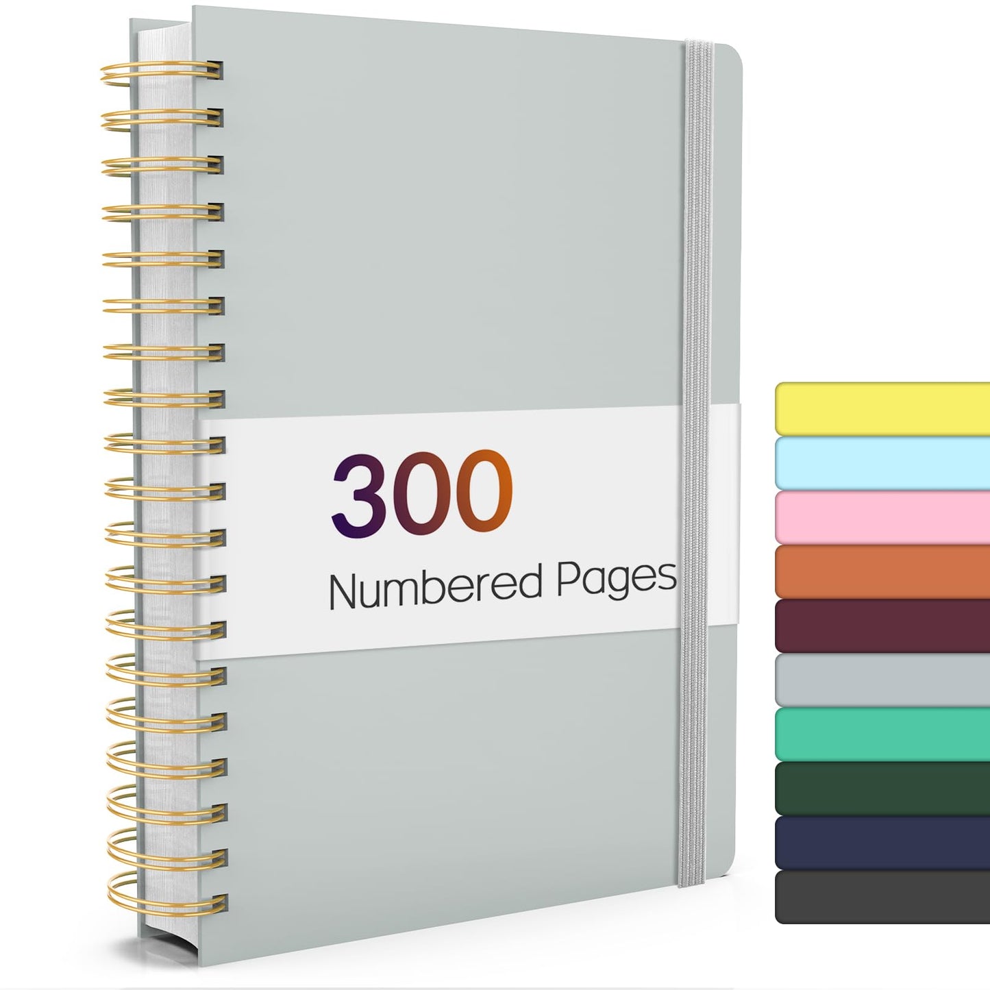 Forvencer Lined Spiral Journal Notebook with 300 Numbered Pages, B5 College Ruled Thick Journals for Writing with 100GSM Paper, Hardcover Notebooks with Contents for Work, School, Women, Men, Black
