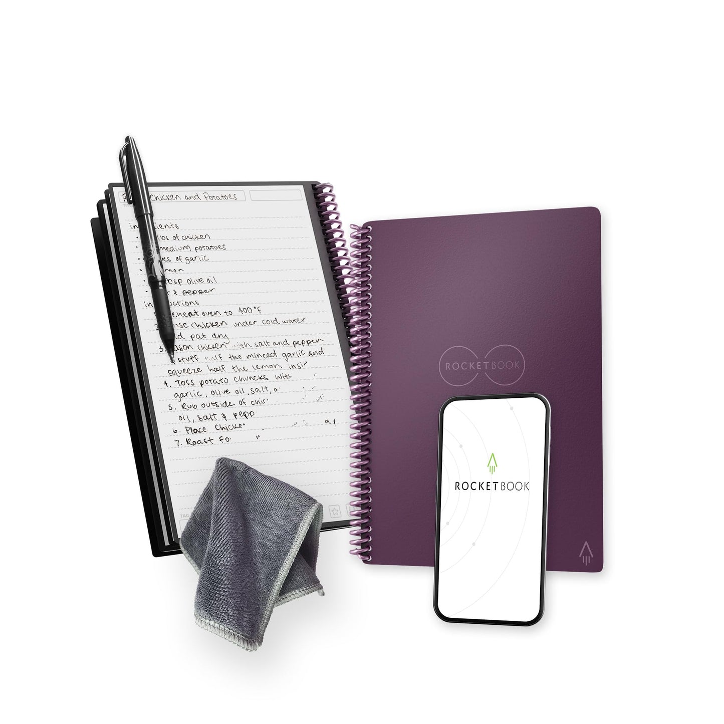 Rocketbook Core Reusable Spiral Notebook, Letter Size 8.5x11, Red - Lined Pages, App-Connected, Erasable, Durable Cover, Ideal for School, Work, and Creative Projects