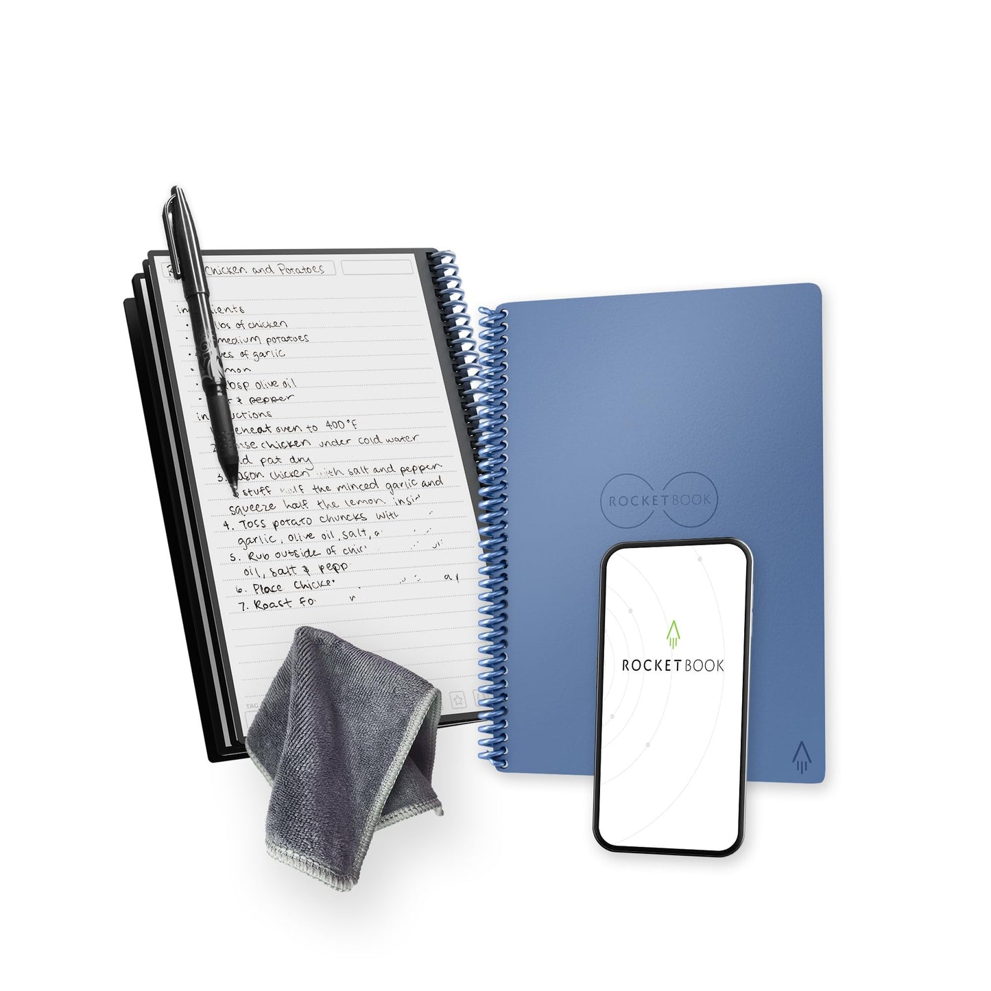 Rocketbook Core Reusable Spiral Notebook, Letter Size 8.5x11, Red - Lined Pages, App-Connected, Erasable, Durable Cover, Ideal for School, Work, and Creative Projects