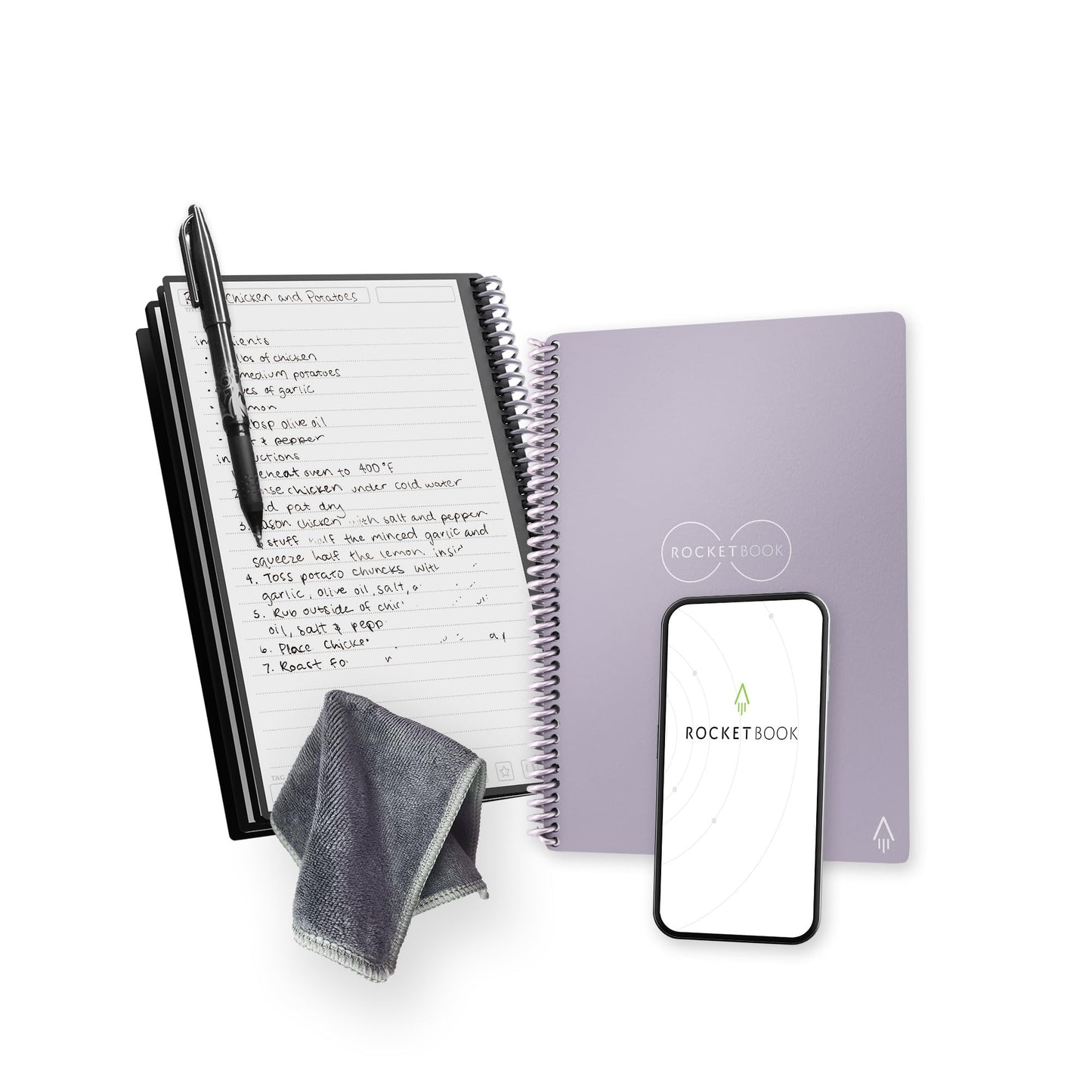 Rocketbook Core Reusable Spiral Notebook, Letter Size 8.5x11, Red - Lined Pages, App-Connected, Erasable, Durable Cover, Ideal for School, Work, and Creative Projects