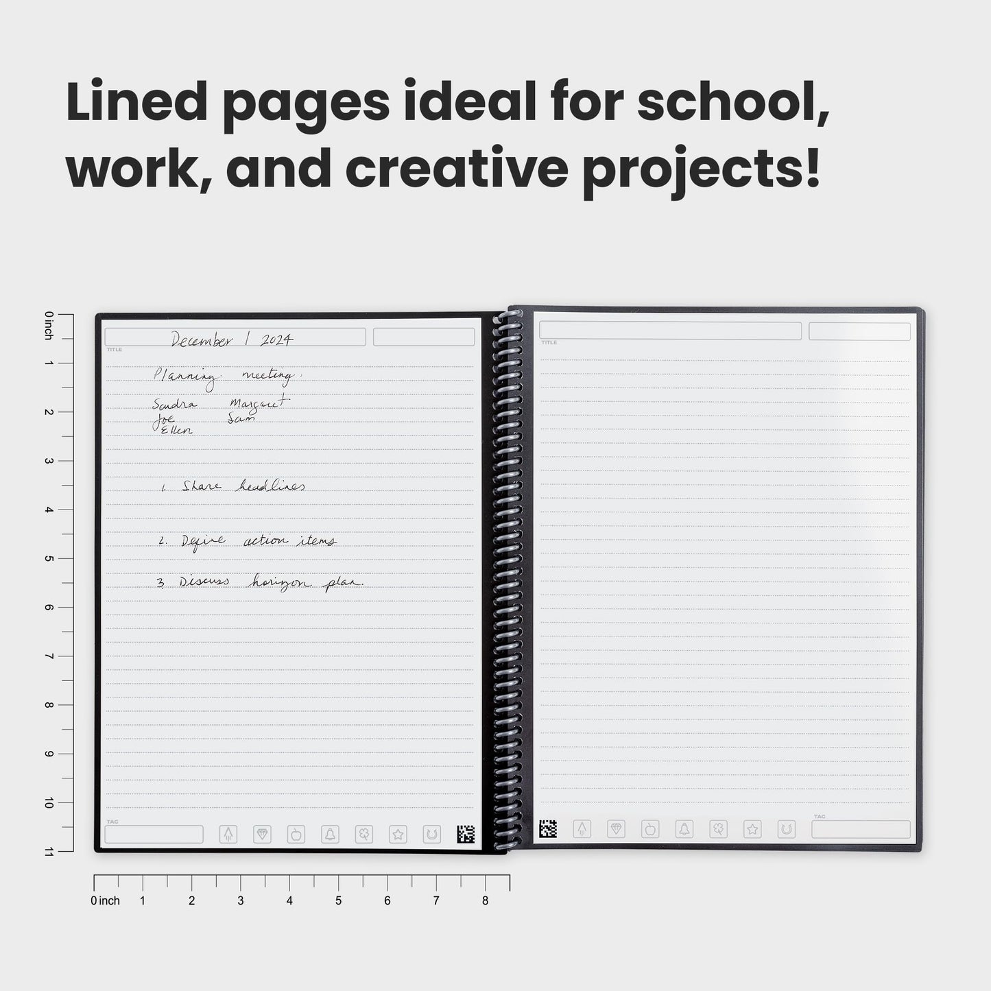 Rocketbook Core Reusable Spiral Notebook, Letter Size 8.5x11, Red - Lined Pages, App-Connected, Erasable, Durable Cover, Ideal for School, Work, and Creative Projects