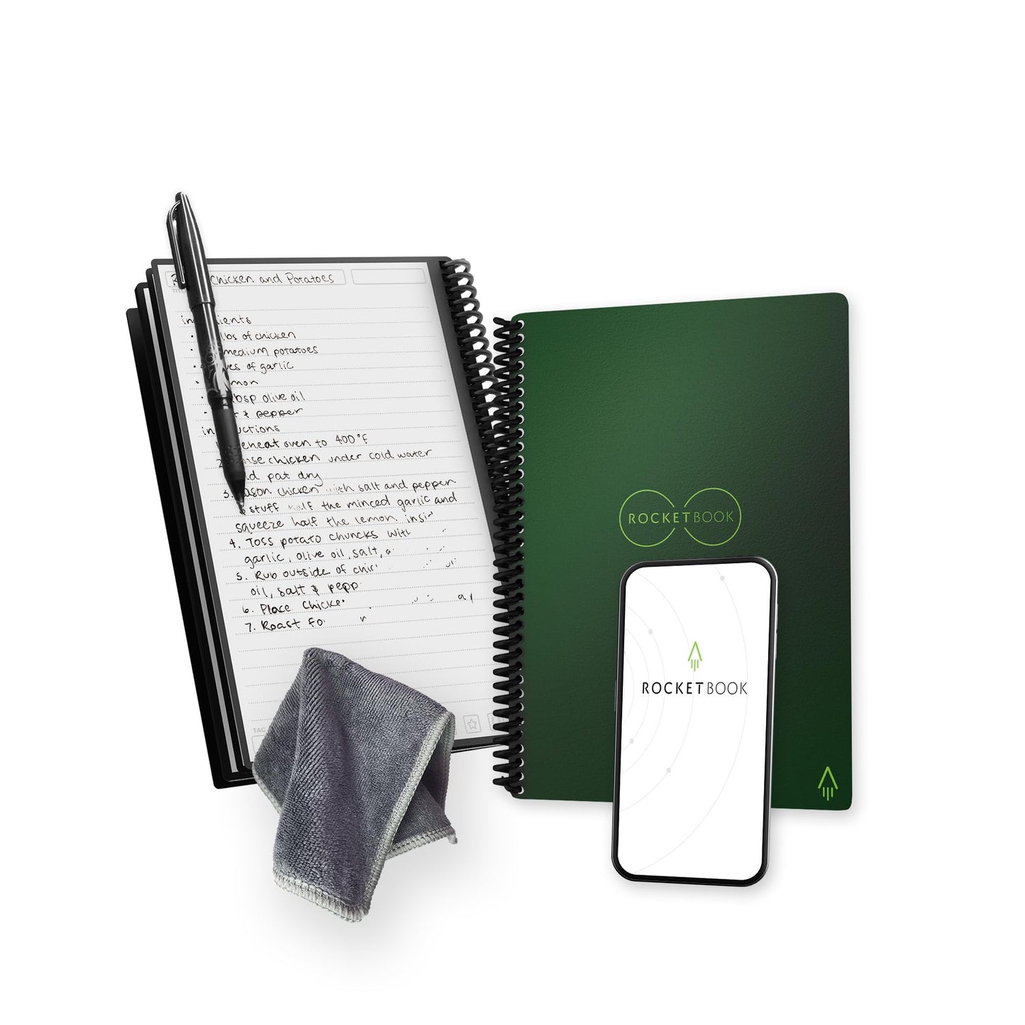 Rocketbook Core Reusable Spiral Notebook, Letter Size 8.5x11, Red - Lined Pages, App-Connected, Erasable, Durable Cover, Ideal for School, Work, and Creative Projects