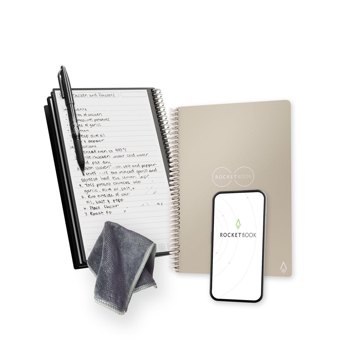 Rocketbook Core Reusable Spiral Notebook, Letter Size 8.5x11, Red - Lined Pages, App-Connected, Erasable, Durable Cover, Ideal for School, Work, and Creative Projects