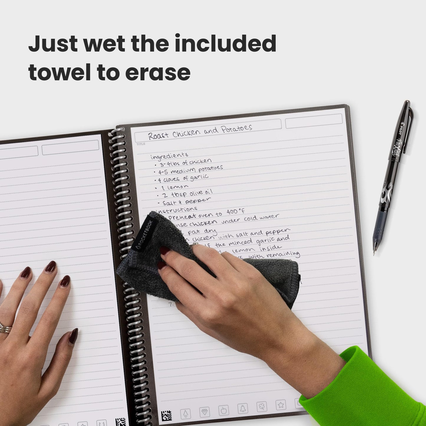 Rocketbook Core Reusable Spiral Notebook, Letter Size 8.5x11, Red - Lined Pages, App-Connected, Erasable, Durable Cover, Ideal for School, Work, and Creative Projects