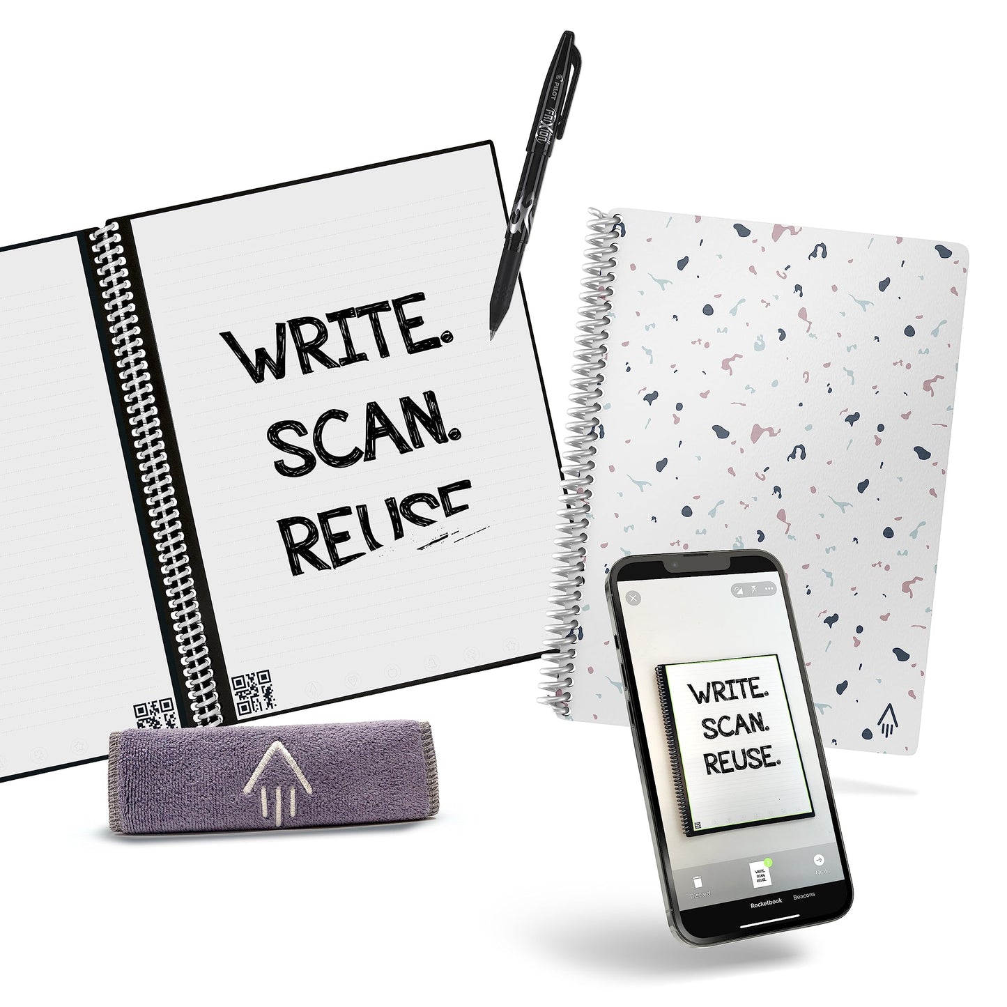 Rocketbook Core Reusable Spiral Notebook, Letter Size 8.5x11, Red - Lined Pages, App-Connected, Erasable, Durable Cover, Ideal for School, Work, and Creative Projects