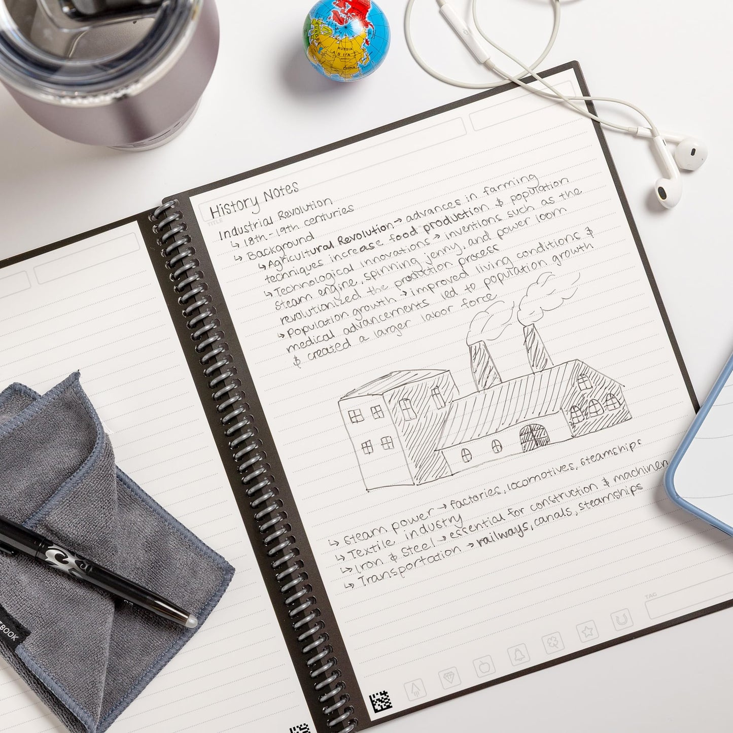 Rocketbook Core Reusable Spiral Notebook, Letter Size 8.5x11, Red - Lined Pages, App-Connected, Erasable, Durable Cover, Ideal for School, Work, and Creative Projects