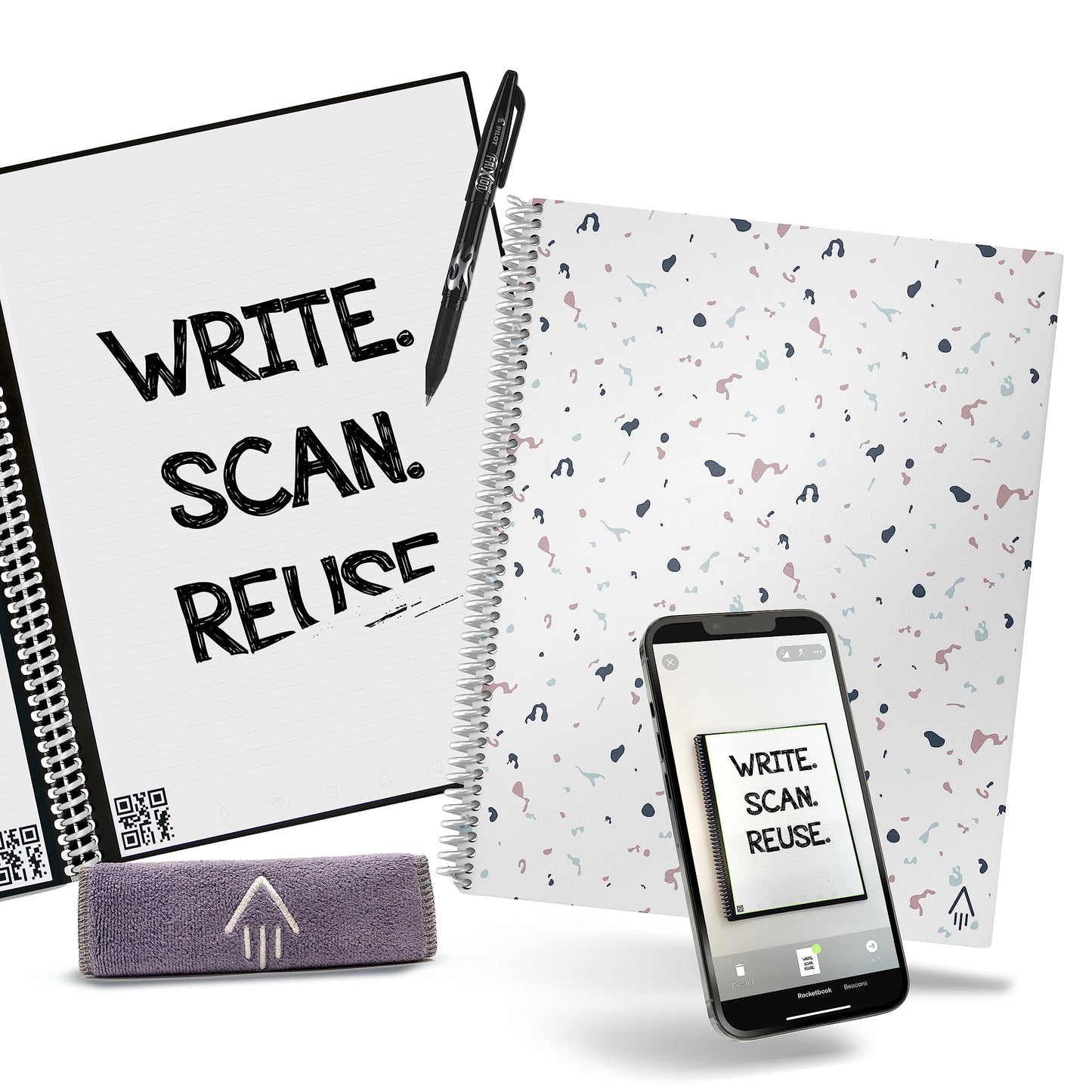 Rocketbook Core Reusable Spiral Notebook, Letter Size 8.5x11, Red - Lined Pages, App-Connected, Erasable, Durable Cover, Ideal for School, Work, and Creative Projects