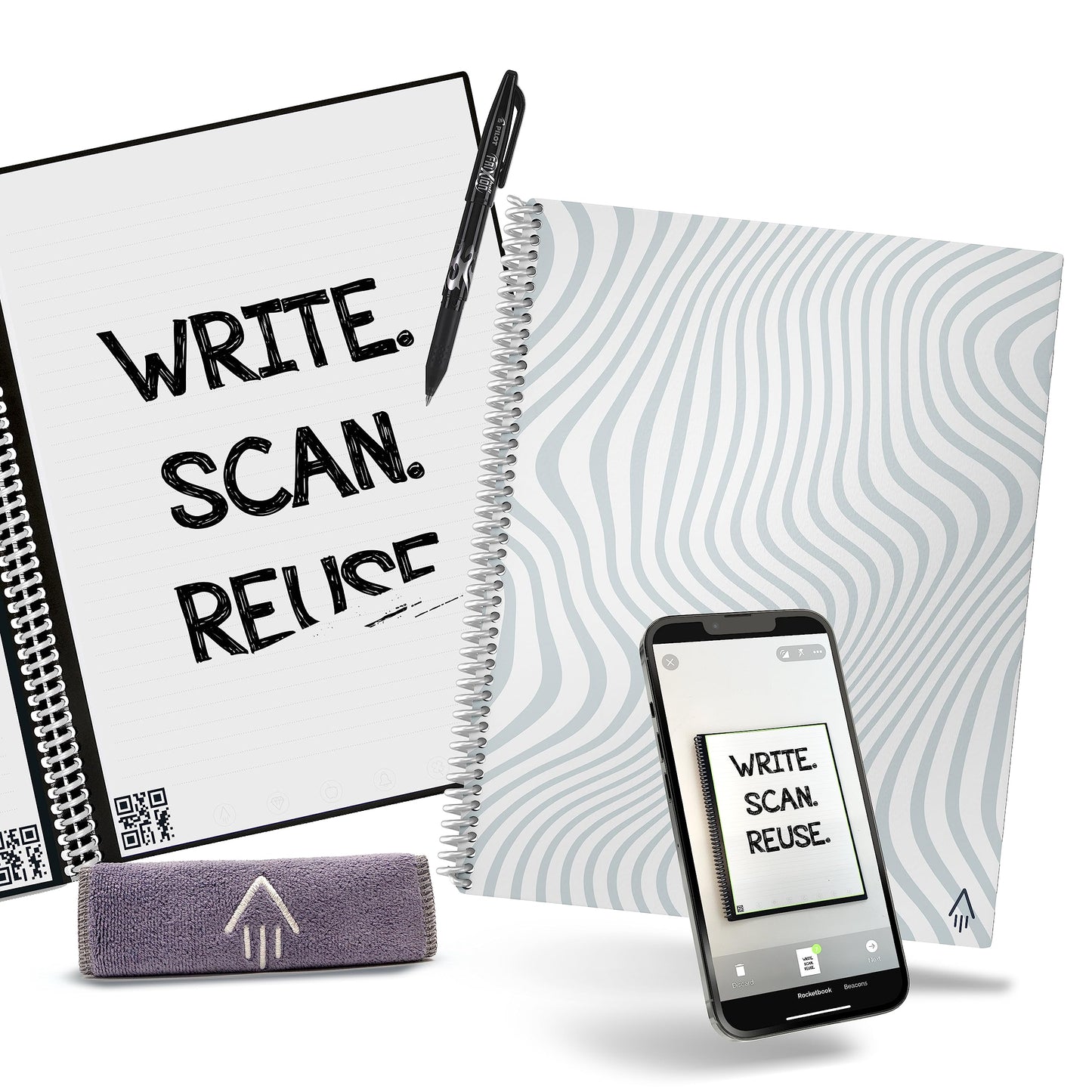 Rocketbook Core Reusable Spiral Notebook, Letter Size 8.5x11, Red - Lined Pages, App-Connected, Erasable, Durable Cover, Ideal for School, Work, and Creative Projects