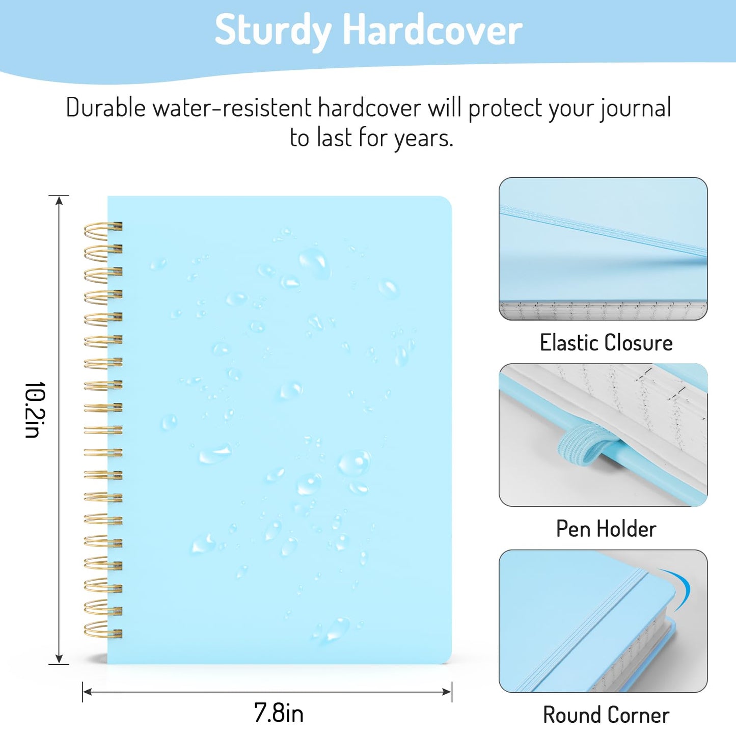 Forvencer Lined Spiral Journal Notebook with 300 Numbered Pages, B5 College Ruled Thick Journals for Writing with 100GSM Paper, Hardcover Notebooks with Contents for Work, School, Women, Men, Black