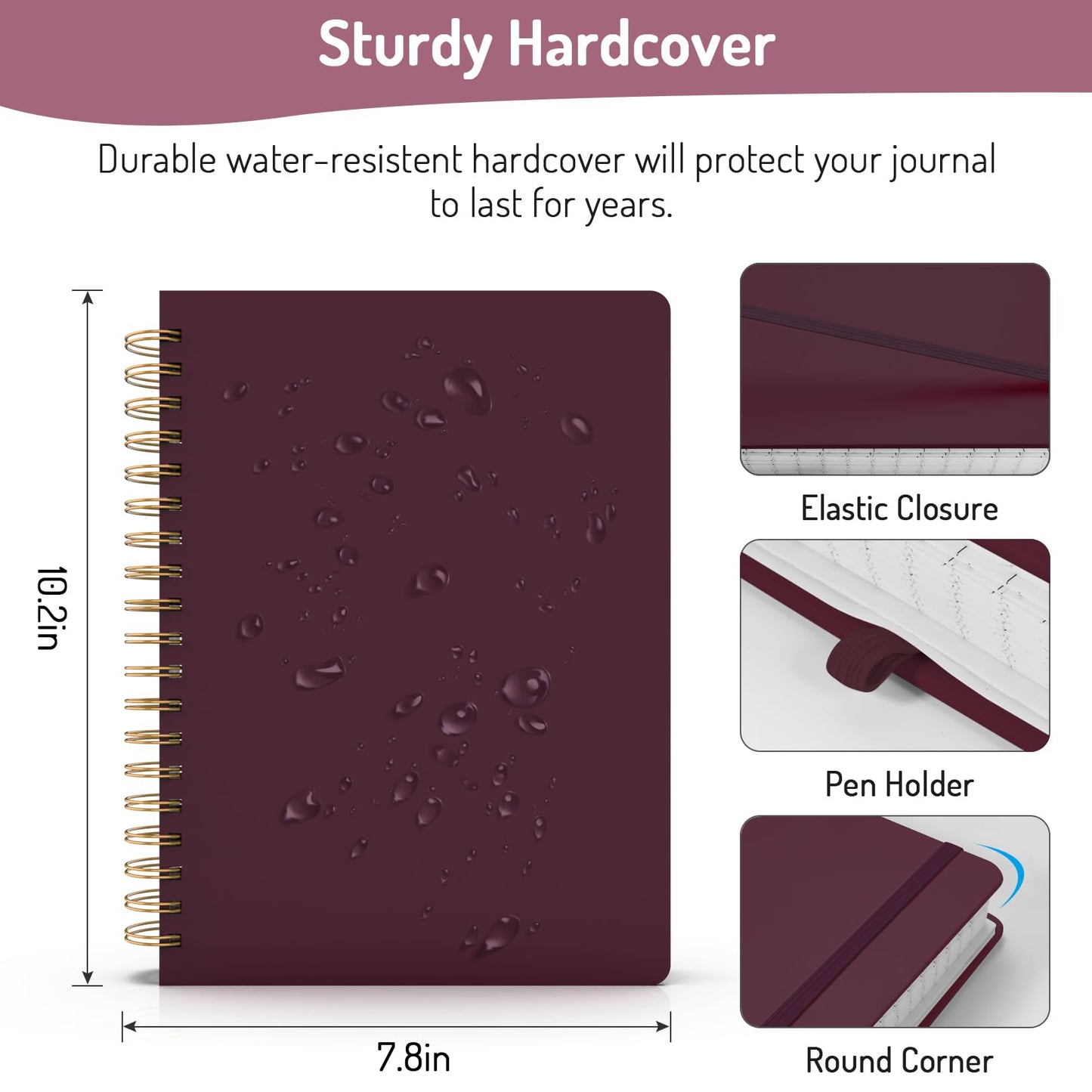 Forvencer Lined Spiral Journal Notebook with 300 Numbered Pages, B5 College Ruled Thick Journals for Writing with 100GSM Paper, Hardcover Notebooks with Contents for Work, School, Women, Men, Black