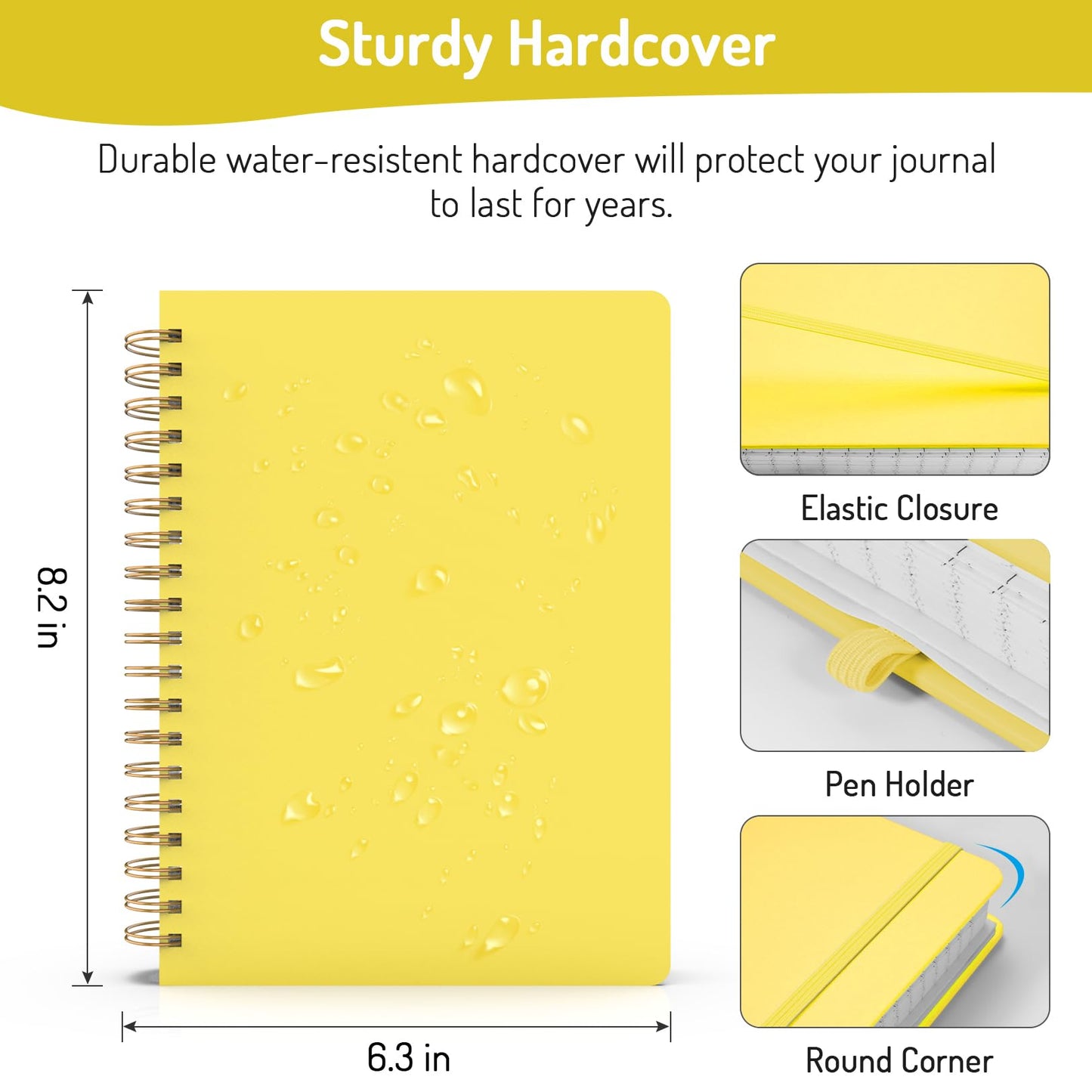 Forvencer Lined Spiral Journal Notebook with 300 Numbered Pages, B5 College Ruled Thick Journals for Writing with 100GSM Paper, Hardcover Notebooks with Contents for Work, School, Women, Men, Black
