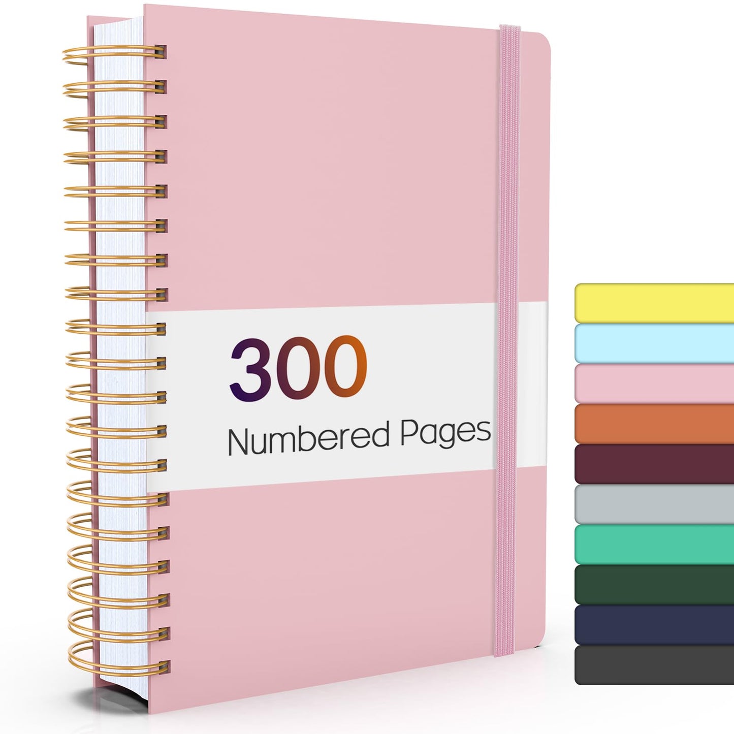 Forvencer Lined Spiral Journal Notebook with 300 Numbered Pages, B5 College Ruled Thick Journals for Writing with 100GSM Paper, Hardcover Notebooks with Contents for Work, School, Women, Men, Black