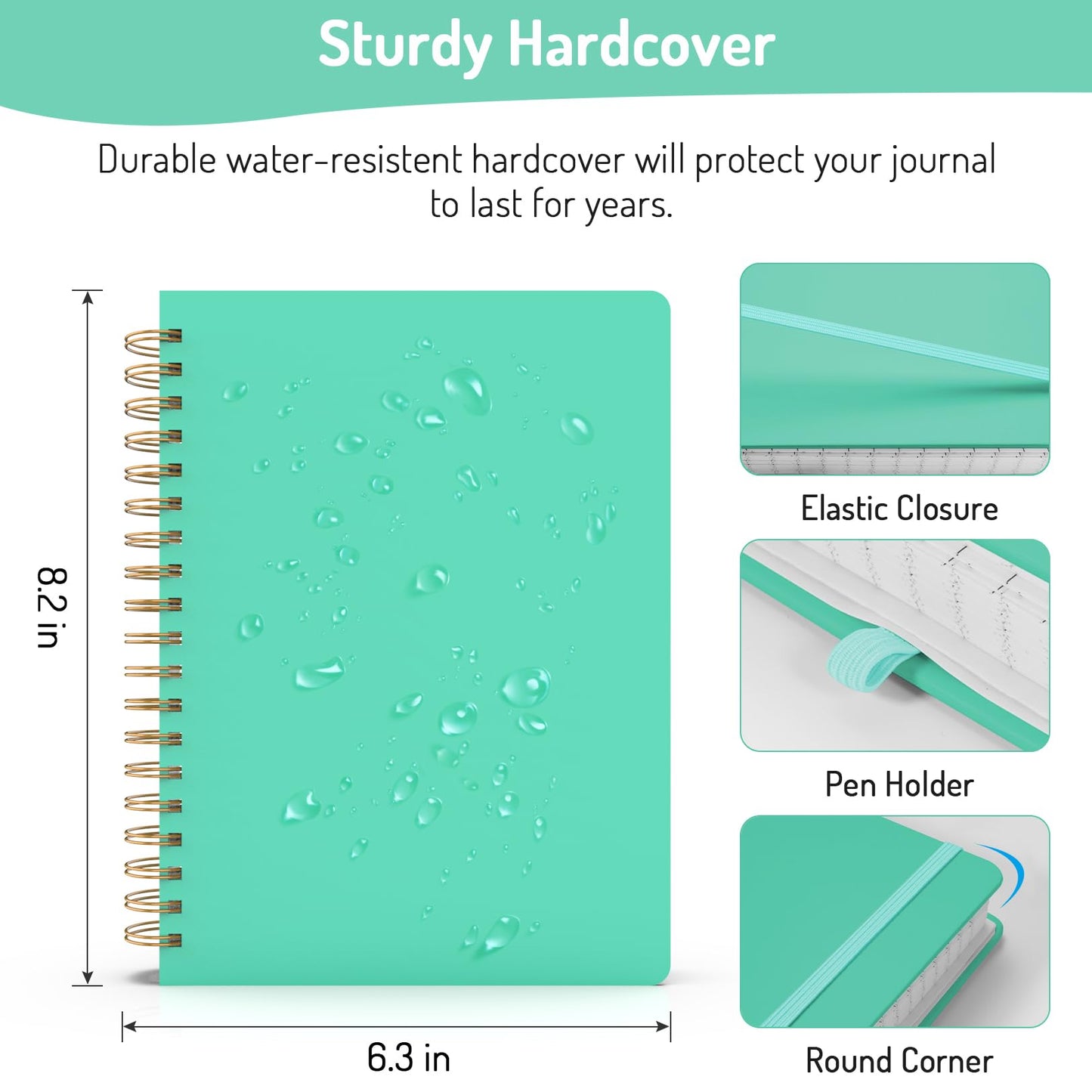 Forvencer Lined Spiral Journal Notebook with 300 Numbered Pages, B5 College Ruled Thick Journals for Writing with 100GSM Paper, Hardcover Notebooks with Contents for Work, School, Women, Men, Black