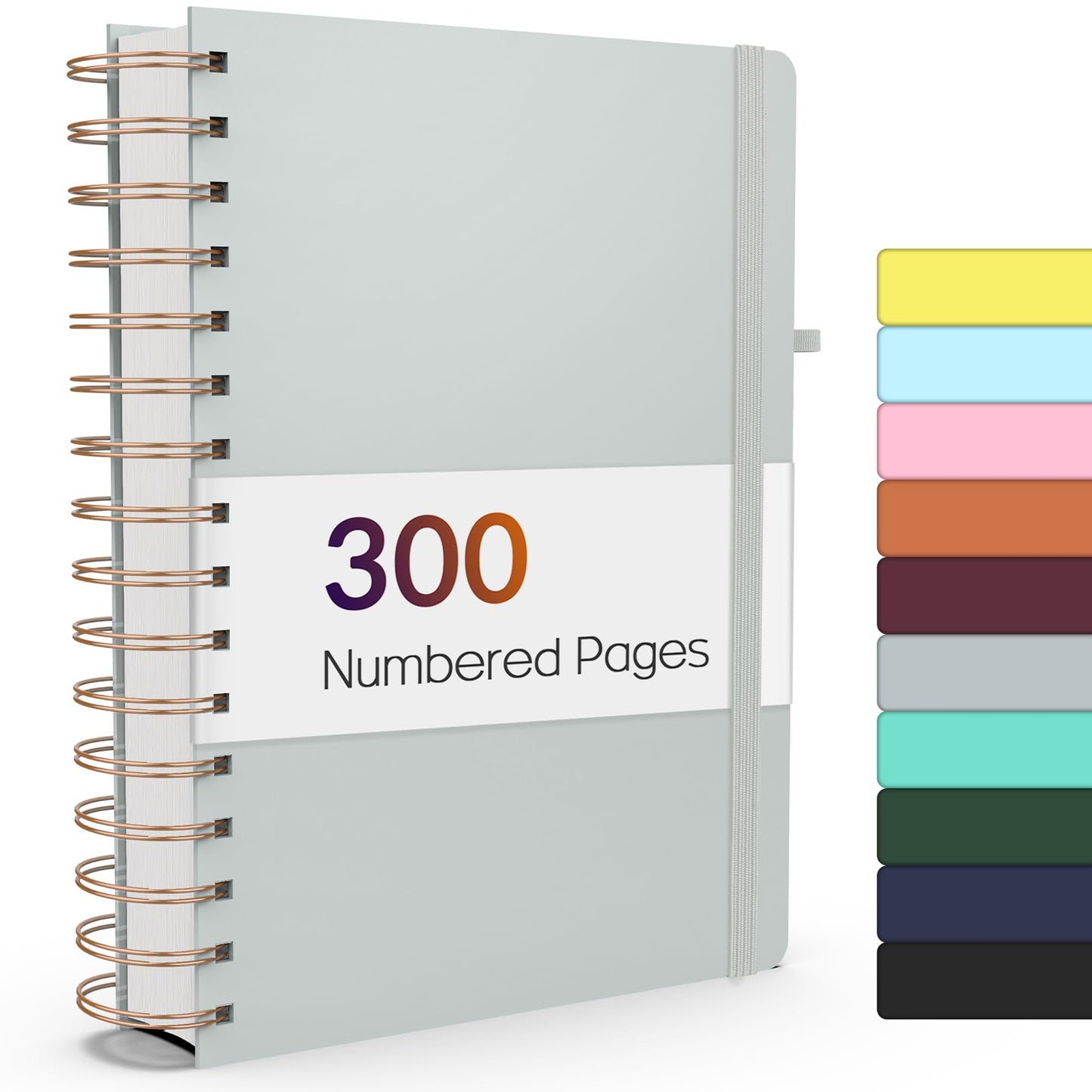 Forvencer Lined Spiral Journal Notebook with 300 Numbered Pages, B5 College Ruled Thick Journals for Writing with 100GSM Paper, Hardcover Notebooks with Contents for Work, School, Women, Men, Black