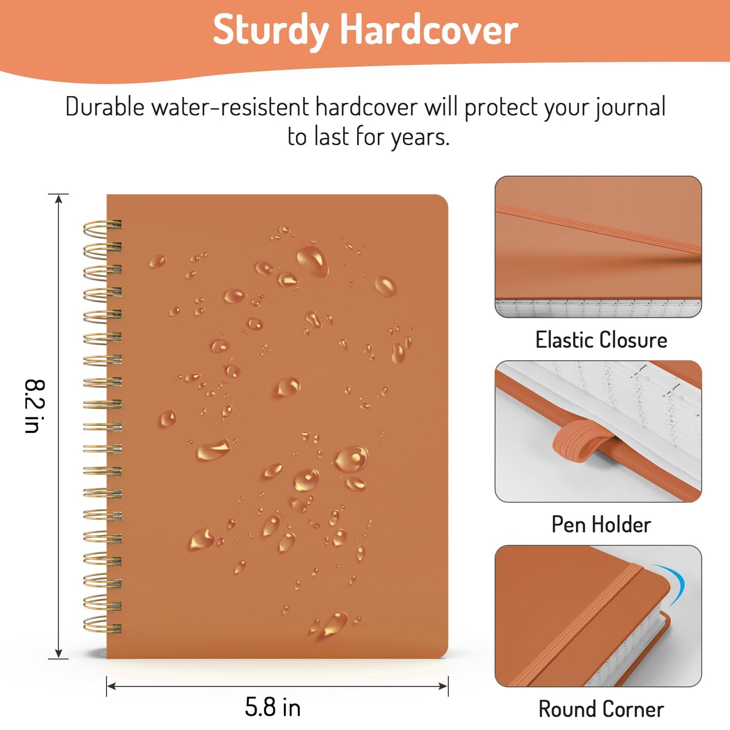 Forvencer Lined Spiral Journal Notebook with 300 Numbered Pages, B5 College Ruled Thick Journals for Writing with 100GSM Paper, Hardcover Notebooks with Contents for Work, School, Women, Men, Black