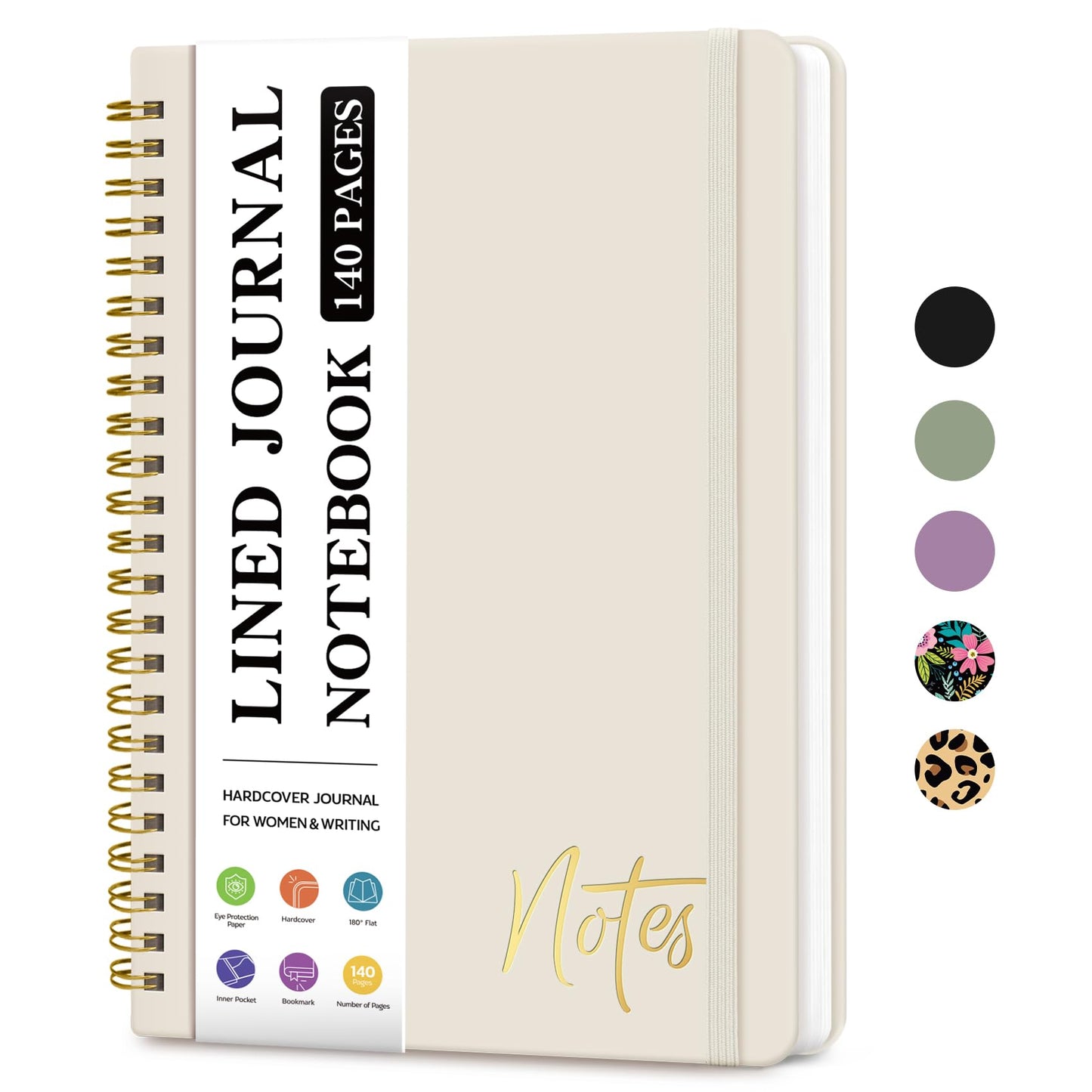 Lined Spiral Journal Notebook for Women, A5 College Ruled Journals for Writing, Hardcover Notebooks for Work, Note taking and Office School Supplies,140 Pages - Purple