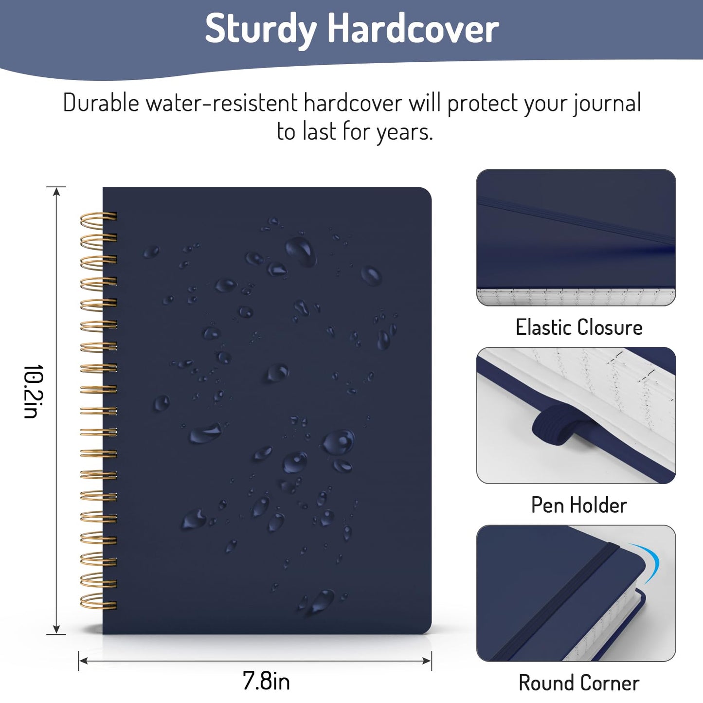 Forvencer Lined Spiral Journal Notebook with 300 Numbered Pages, B5 College Ruled Thick Journals for Writing with 100GSM Paper, Hardcover Notebooks with Contents for Work, School, Women, Men, Black