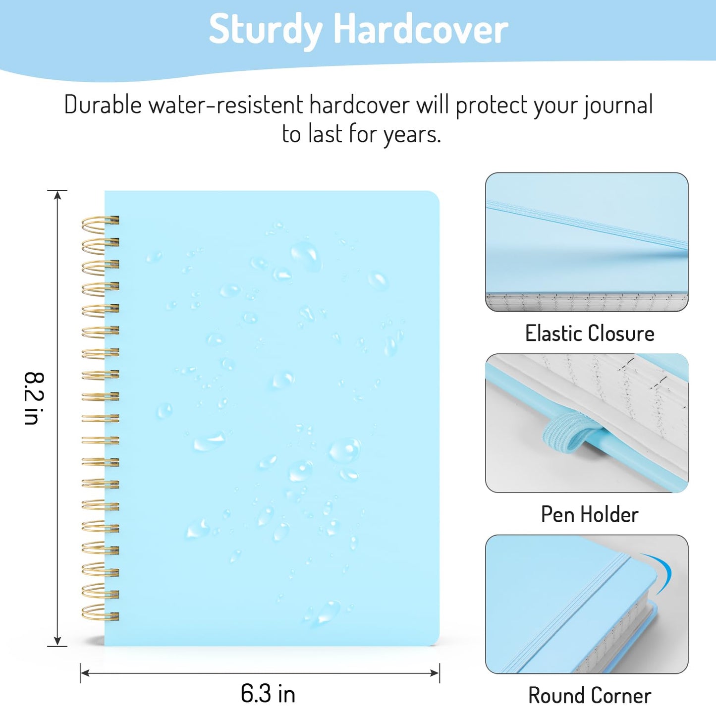 Forvencer Lined Spiral Journal Notebook with 300 Numbered Pages, B5 College Ruled Thick Journals for Writing with 100GSM Paper, Hardcover Notebooks with Contents for Work, School, Women, Men, Black