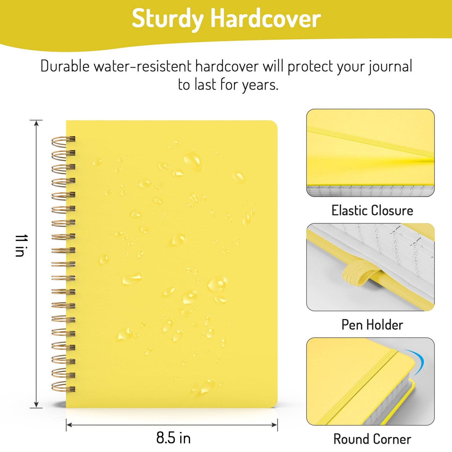 Forvencer Lined Spiral Journal Notebook with 300 Numbered Pages, B5 College Ruled Thick Journals for Writing with 100GSM Paper, Hardcover Notebooks with Contents for Work, School, Women, Men, Black