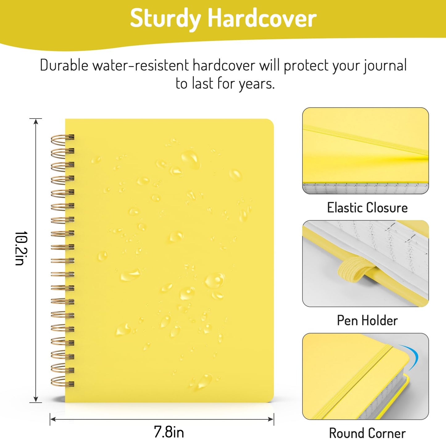 Forvencer Lined Spiral Journal Notebook with 300 Numbered Pages, B5 College Ruled Thick Journals for Writing with 100GSM Paper, Hardcover Notebooks with Contents for Work, School, Women, Men, Black