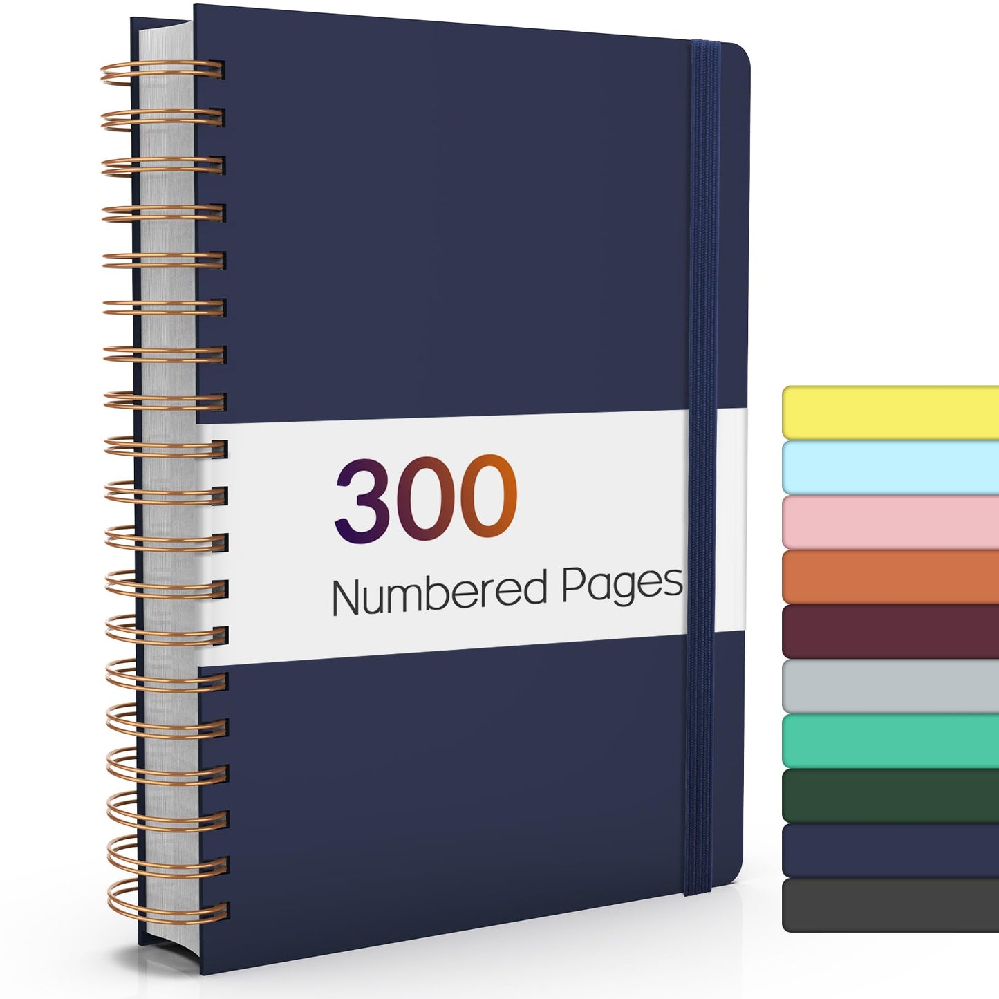 Forvencer Lined Spiral Journal Notebook with 300 Numbered Pages, B5 College Ruled Thick Journals for Writing with 100GSM Paper, Hardcover Notebooks with Contents for Work, School, Women, Men, Black