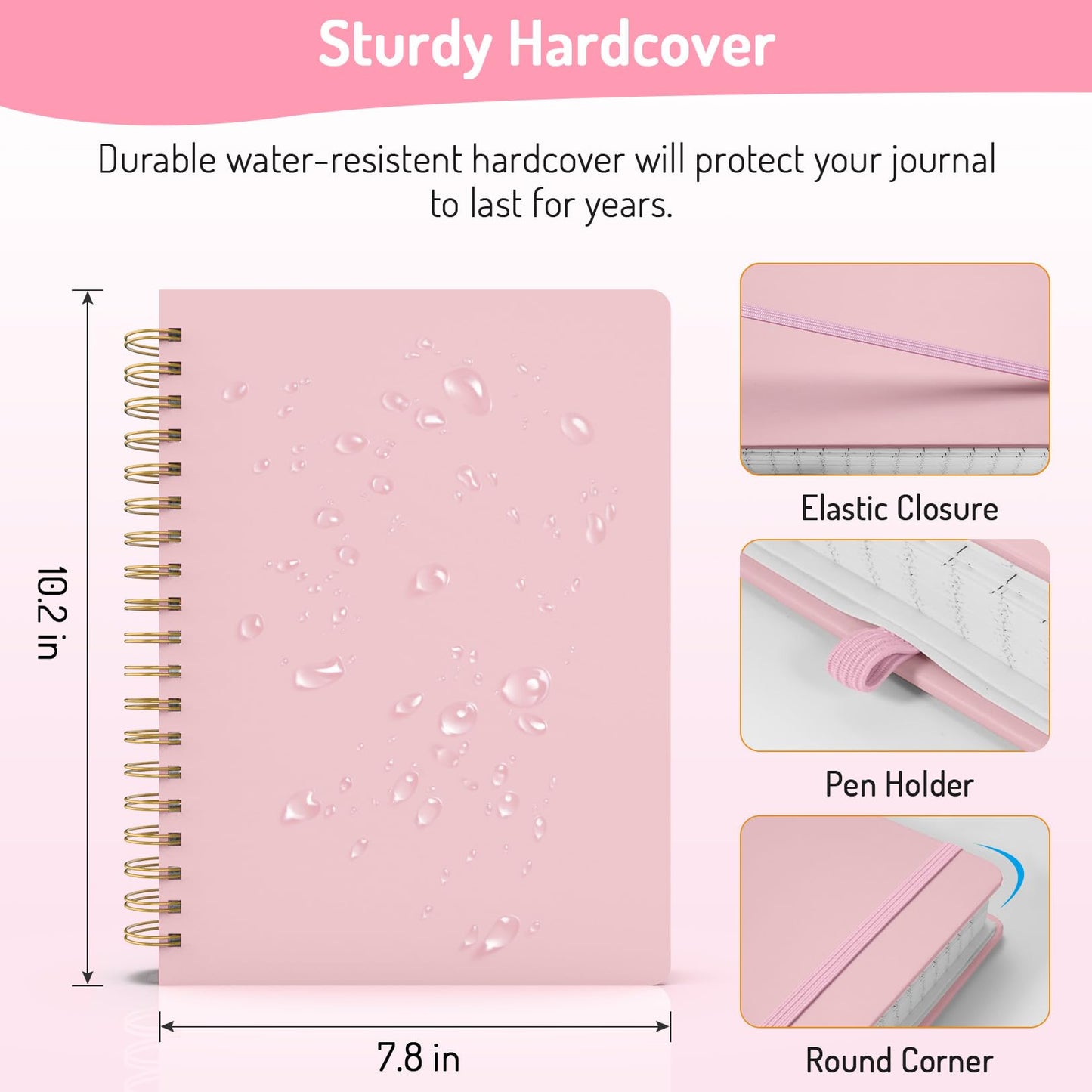 Forvencer Lined Spiral Journal Notebook with 300 Numbered Pages, B5 College Ruled Thick Journals for Writing with 100GSM Paper, Hardcover Notebooks with Contents for Work, School, Women, Men, Black