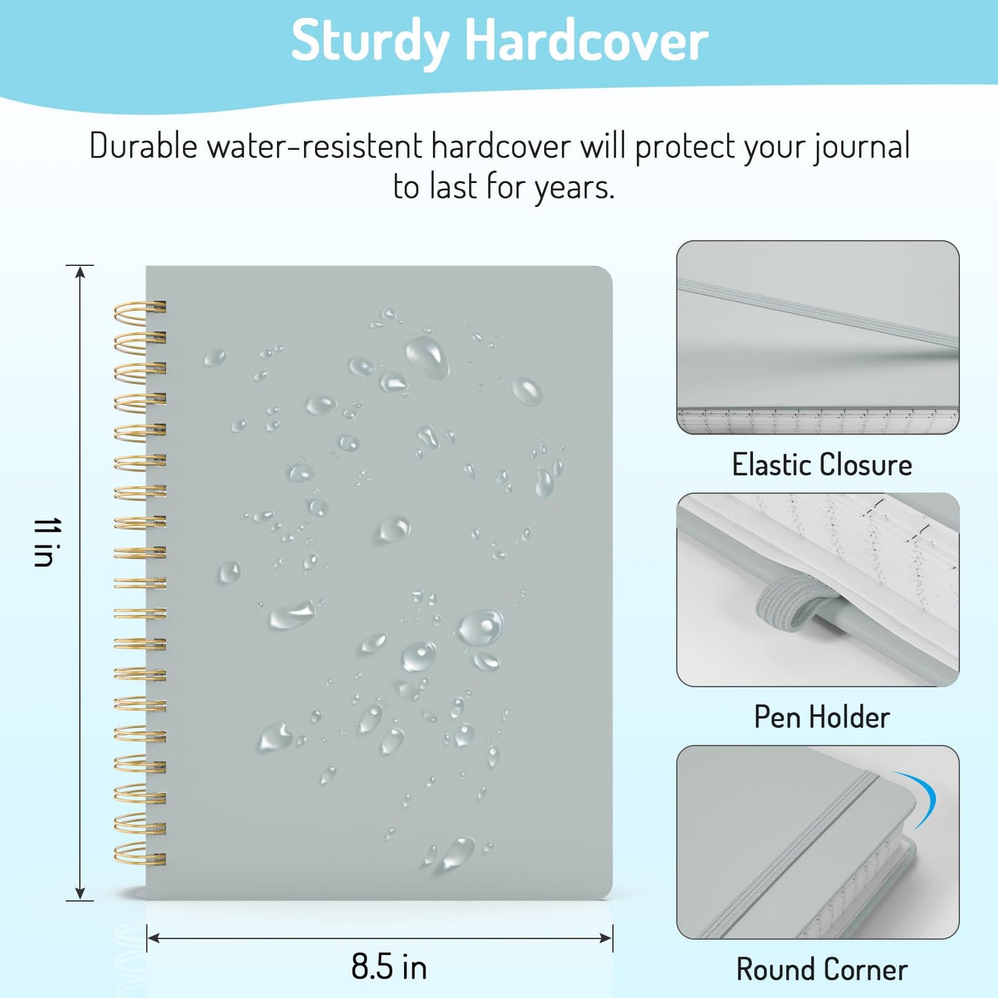 Forvencer Lined Spiral Journal Notebook with 300 Numbered Pages, B5 College Ruled Thick Journals for Writing with 100GSM Paper, Hardcover Notebooks with Contents for Work, School, Women, Men, Black
