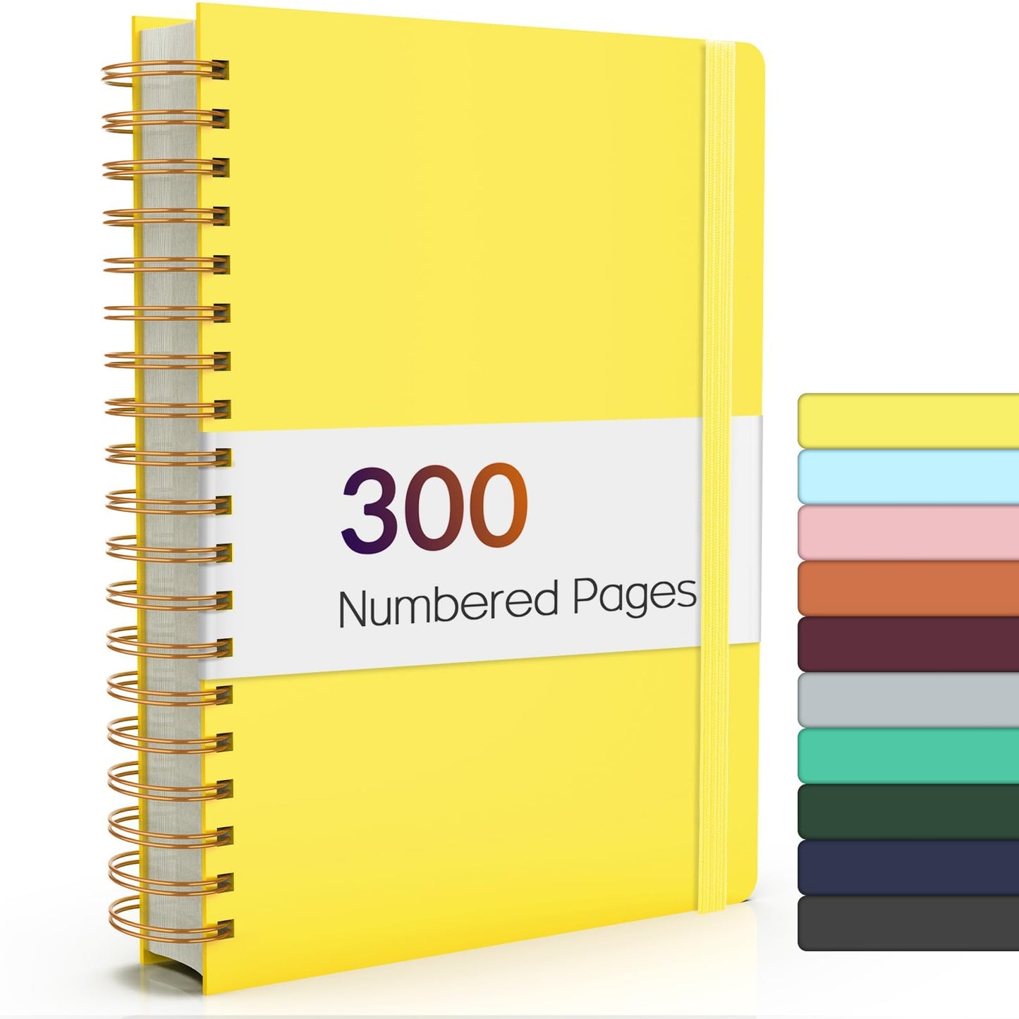 Forvencer Lined Spiral Journal Notebook with 300 Numbered Pages, B5 College Ruled Thick Journals for Writing with 100GSM Paper, Hardcover Notebooks with Contents for Work, School, Women, Men, Black
