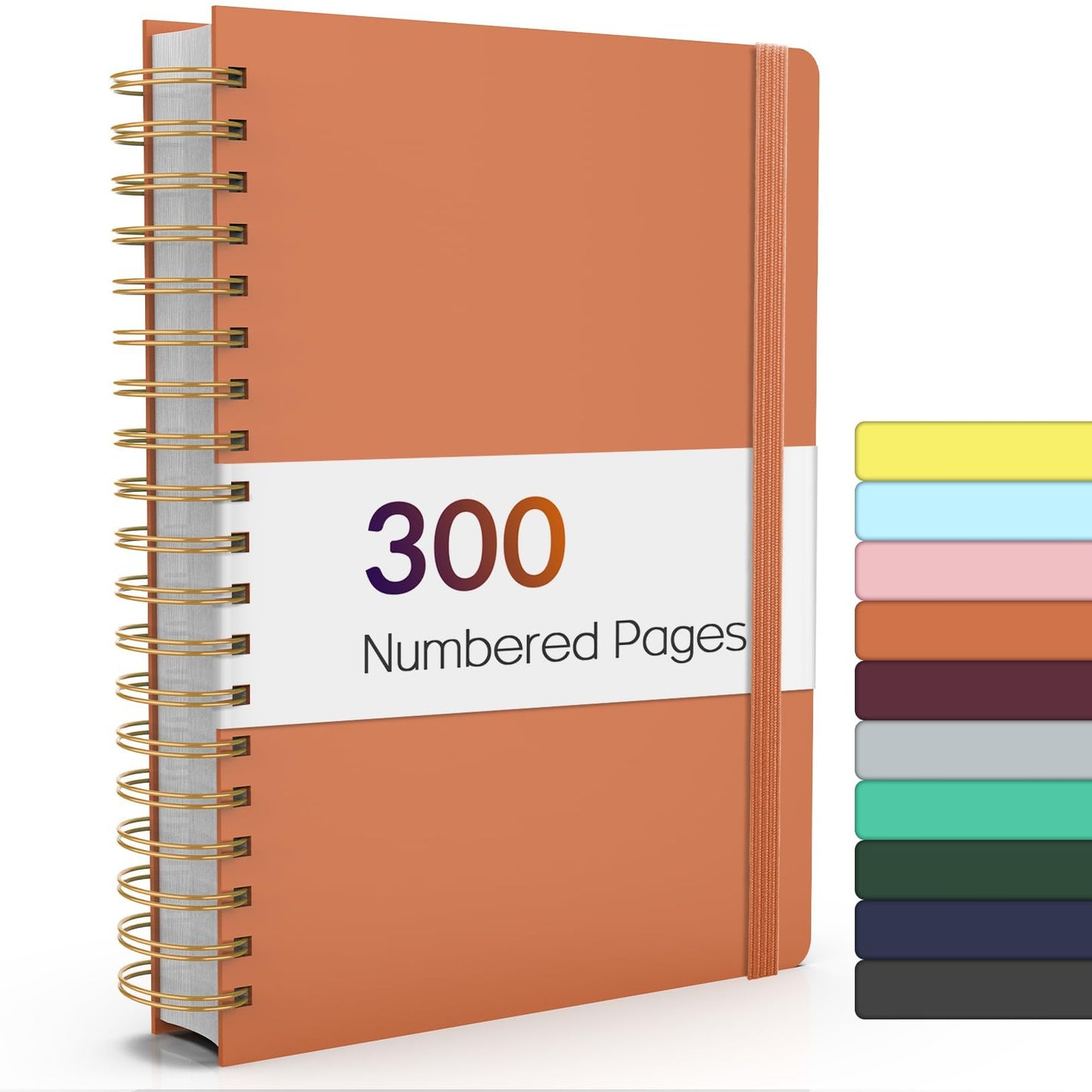 Forvencer Lined Spiral Journal Notebook with 300 Numbered Pages, B5 College Ruled Thick Journals for Writing with 100GSM Paper, Hardcover Notebooks with Contents for Work, School, Women, Men, Black