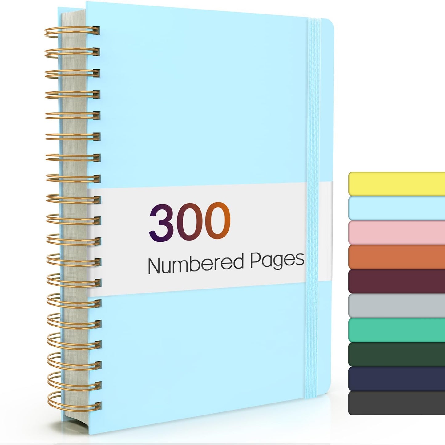 Forvencer Lined Spiral Journal Notebook with 300 Numbered Pages, B5 College Ruled Thick Journals for Writing with 100GSM Paper, Hardcover Notebooks with Contents for Work, School, Women, Men, Black