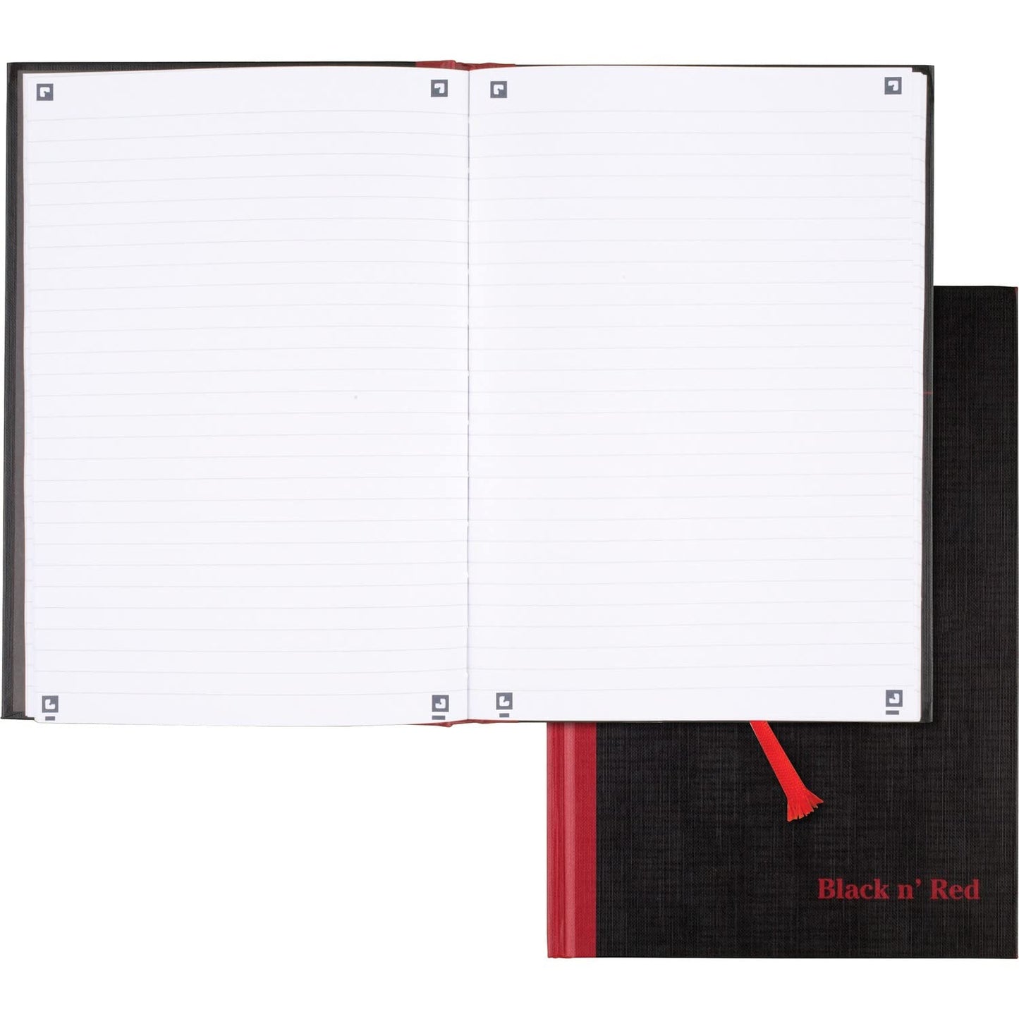 Black n' Red Notebooks, Business Journals, 3 Pack, 11-3/4" x 8-1/4", 96 Sheets, Ruled, Optik Paper, Hardcover, Casebound, Black (400123487)