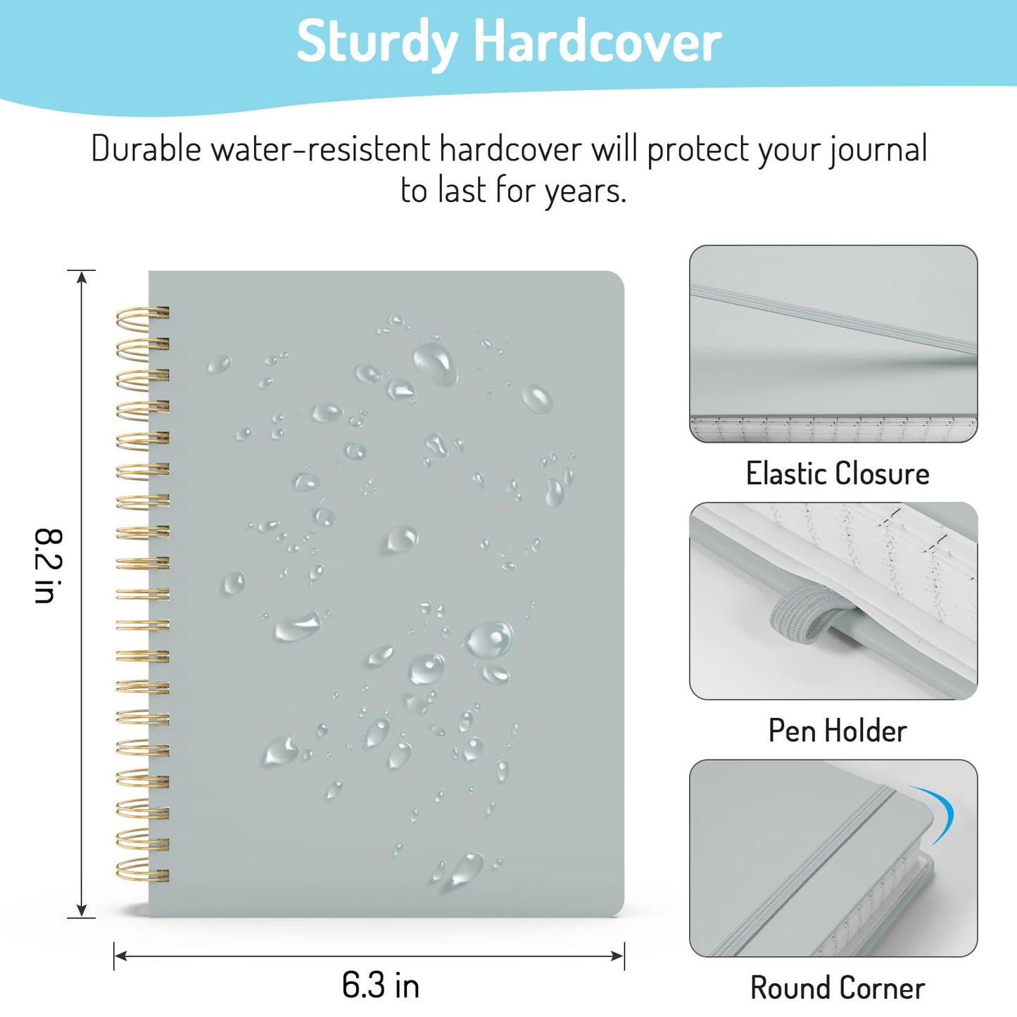 Forvencer Lined Spiral Journal Notebook with 300 Numbered Pages, B5 College Ruled Thick Journals for Writing with 100GSM Paper, Hardcover Notebooks with Contents for Work, School, Women, Men, Black