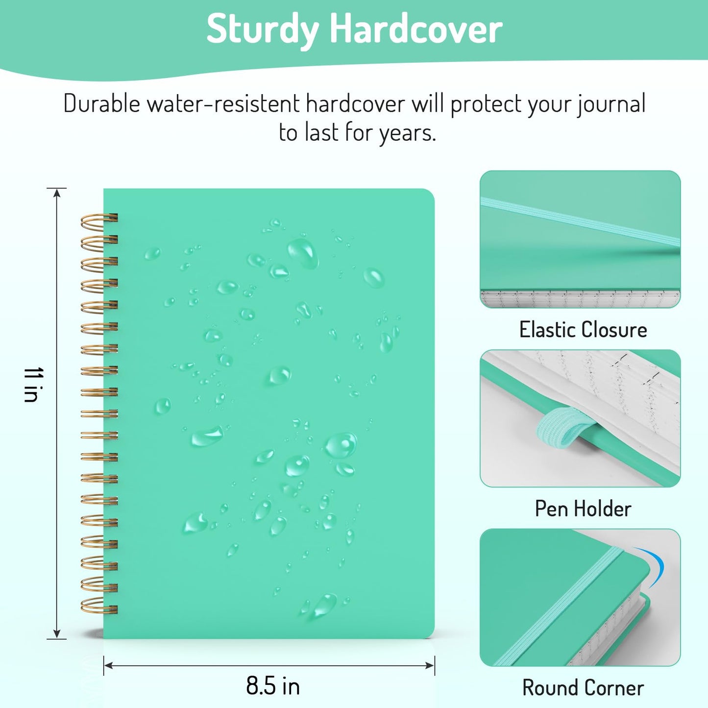 Forvencer Lined Spiral Journal Notebook with 300 Numbered Pages, B5 College Ruled Thick Journals for Writing with 100GSM Paper, Hardcover Notebooks with Contents for Work, School, Women, Men, Black