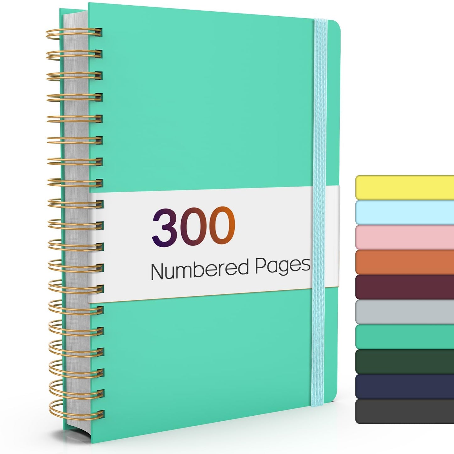 Forvencer Lined Spiral Journal Notebook with 300 Numbered Pages, B5 College Ruled Thick Journals for Writing with 100GSM Paper, Hardcover Notebooks with Contents for Work, School, Women, Men, Black