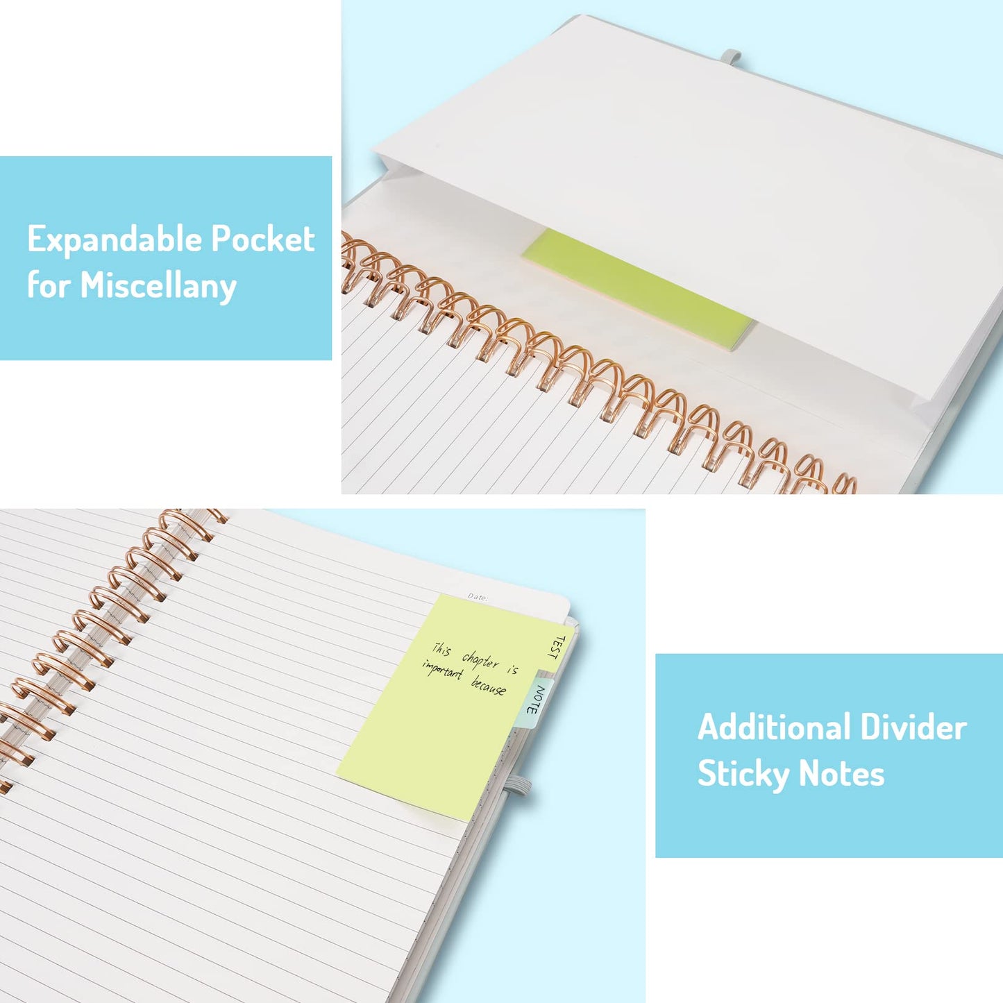 Forvencer Lined Spiral Journal Notebook with 300 Numbered Pages, B5 College Ruled Thick Journals for Writing with 100GSM Paper, Hardcover Notebooks with Contents for Work, School, Women, Men, Black