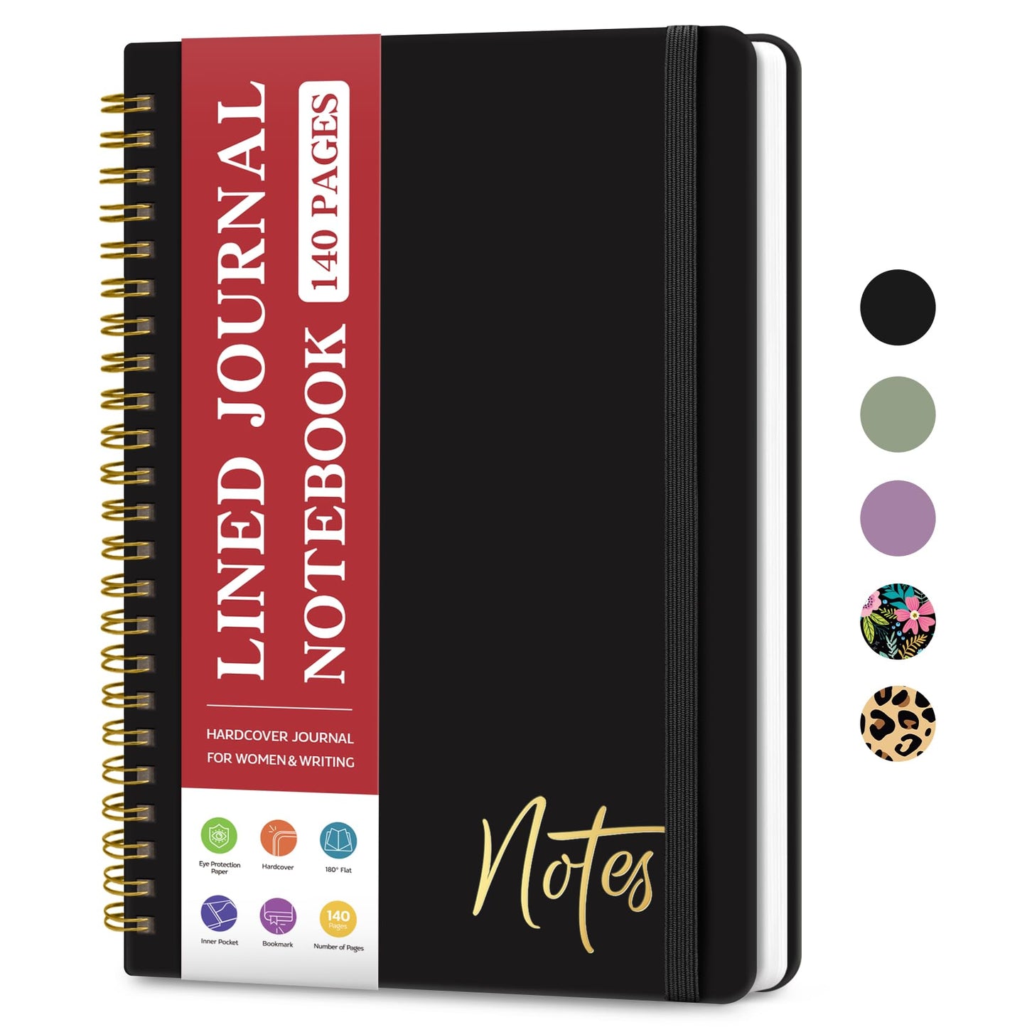 Lined Spiral Journal Notebook for Women, A5 College Ruled Journals for Writing, Hardcover Notebooks for Work, Note taking and Office School Supplies,140 Pages - Purple