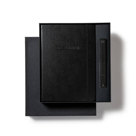 LEUCHTTURM1917 Bullet Journal Stealth Collector's Set - All Black Official BuJo Notebook, Drehgriffel Pen, and Pen Loop