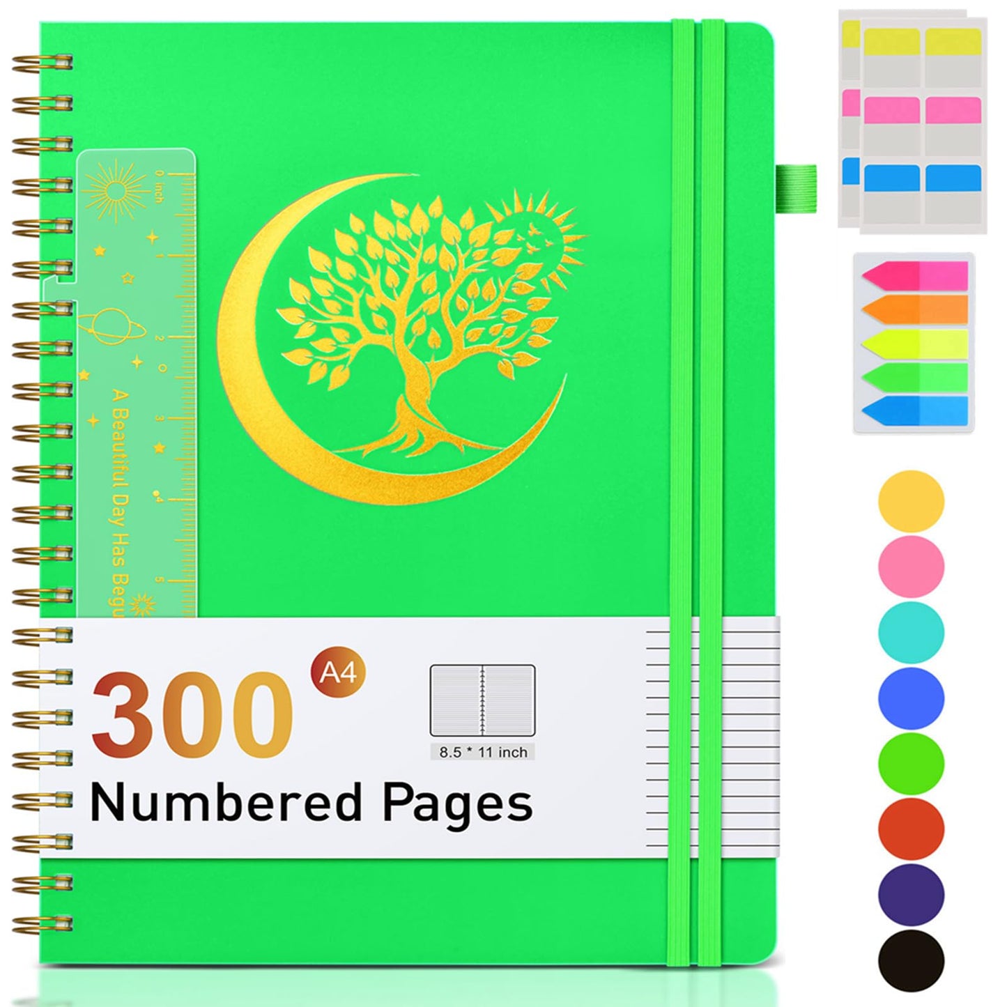 Spiral Notebook Journal 5.8" x 8.4",300 Numbered College Ruled Pages,100 GSM Lined Paper,Plastic Hardcover,Large Spiral Bound Journal for Women Men,A4 Notebooks for School Work Writing Business