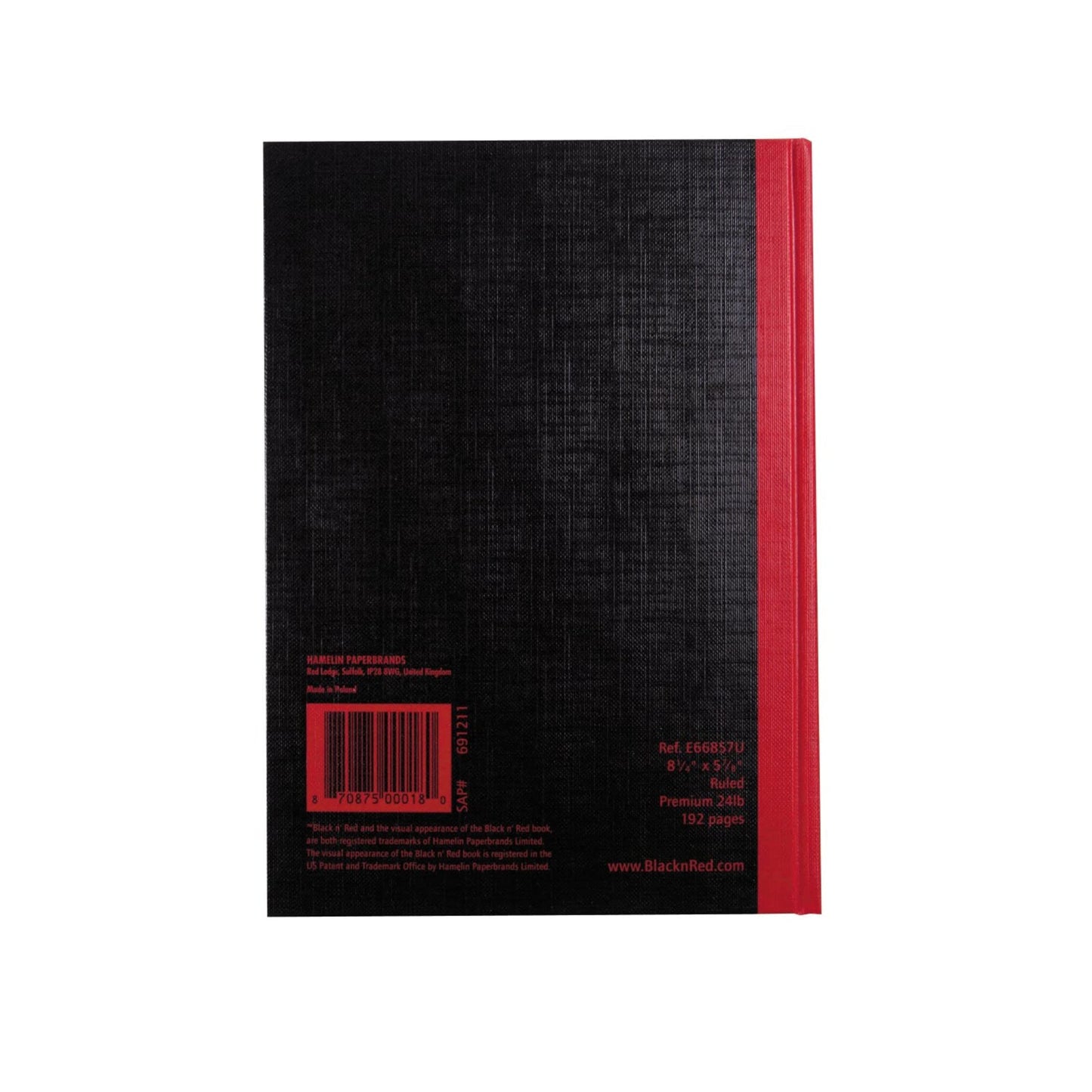 Black n' Red Notebooks, Business Journals, 3 Pack, 11-3/4" x 8-1/4", 96 Sheets, Ruled, Optik Paper, Hardcover, Casebound, Black (400123487)