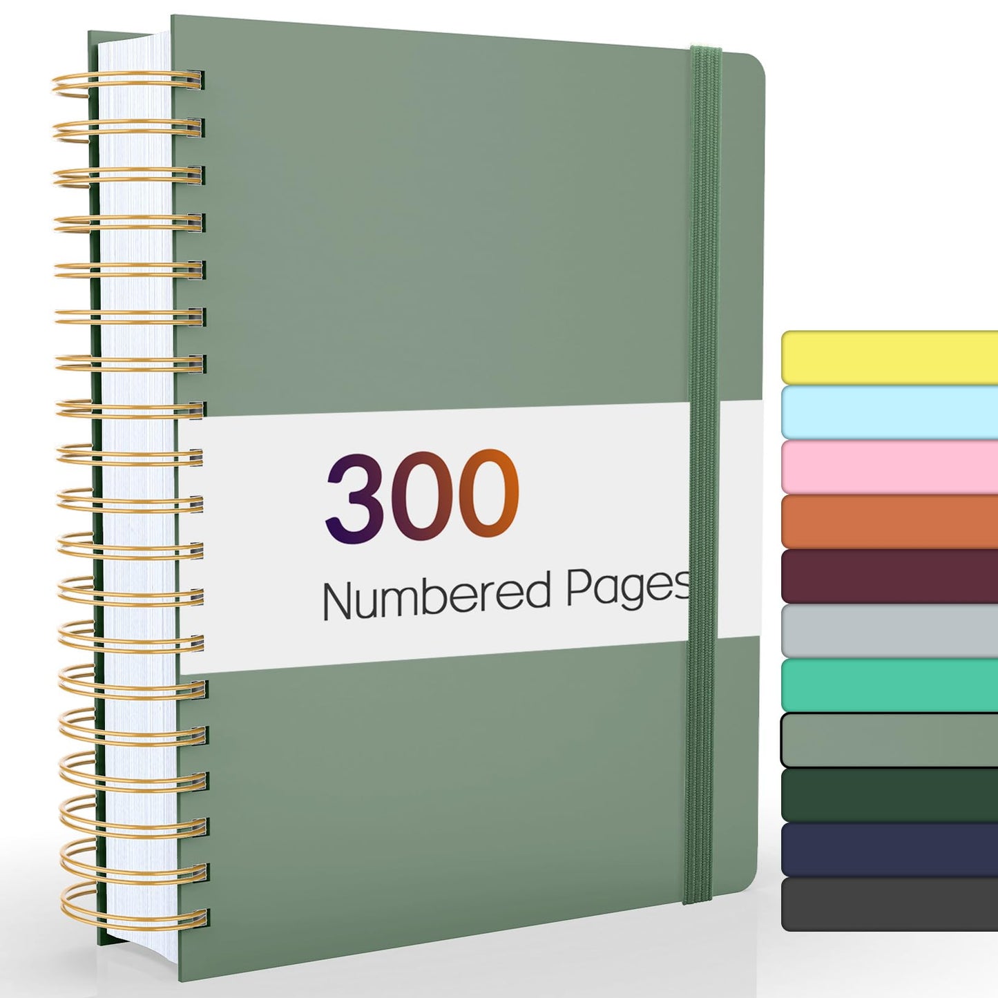 Forvencer Lined Spiral Journal Notebook with 300 Numbered Pages, B5 College Ruled Thick Journals for Writing with 100GSM Paper, Hardcover Notebooks with Contents for Work, School, Women, Men, Black