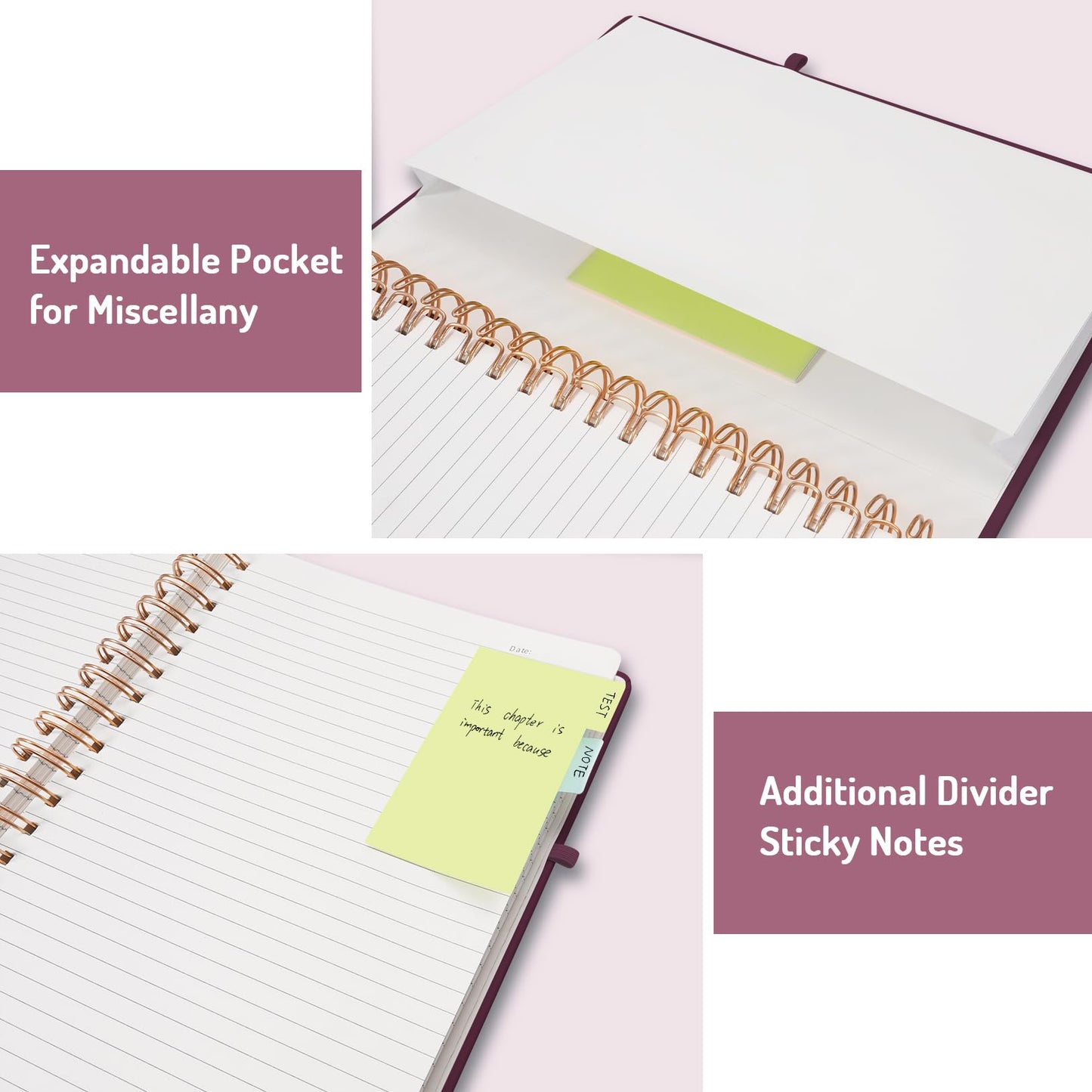 Forvencer Lined Spiral Journal Notebook with 300 Numbered Pages, B5 College Ruled Thick Journals for Writing with 100GSM Paper, Hardcover Notebooks with Contents for Work, School, Women, Men, Black