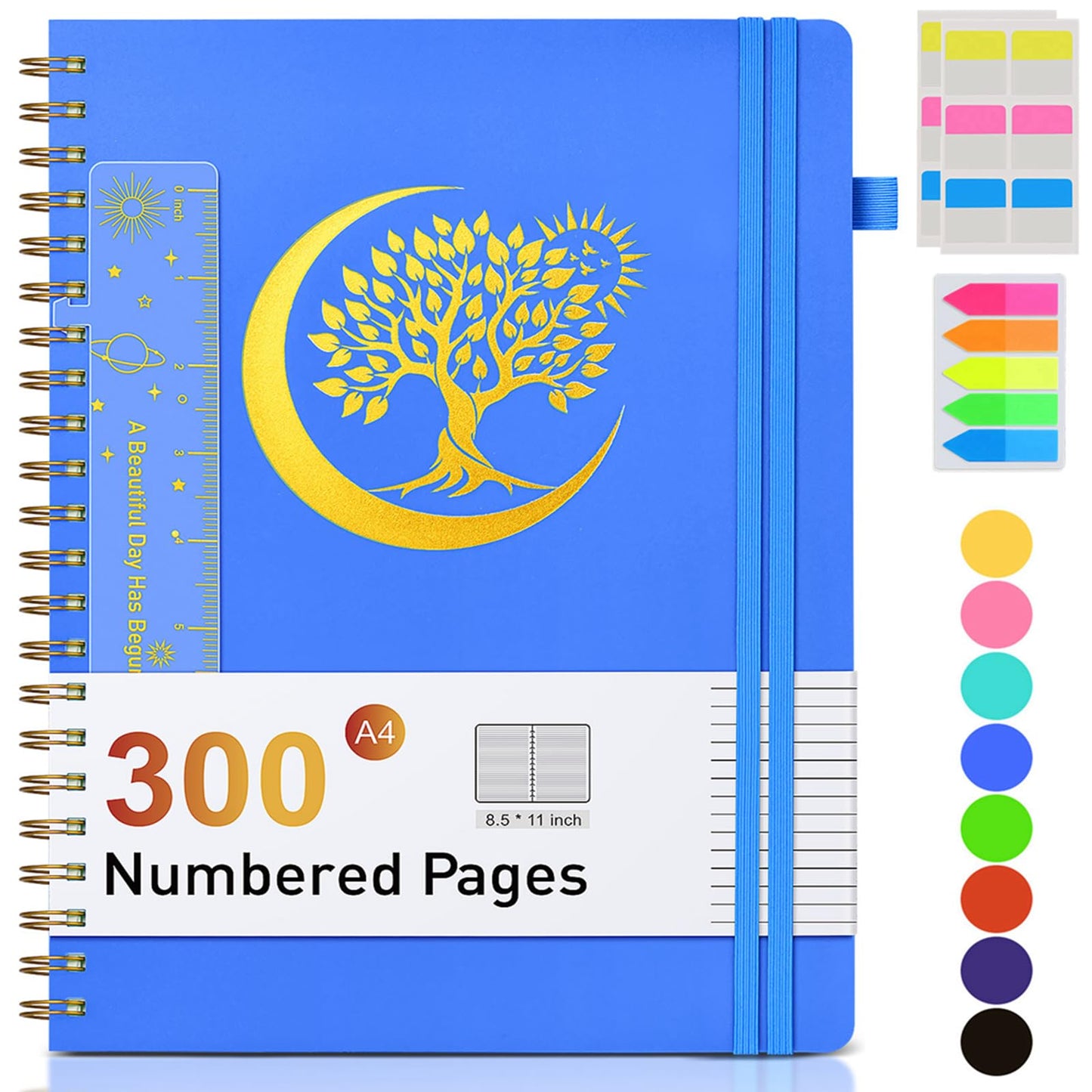 Spiral Notebook Journal 5.8" x 8.4",300 Numbered College Ruled Pages,100 GSM Lined Paper,Plastic Hardcover,Large Spiral Bound Journal for Women Men,A4 Notebooks for School Work Writing Business