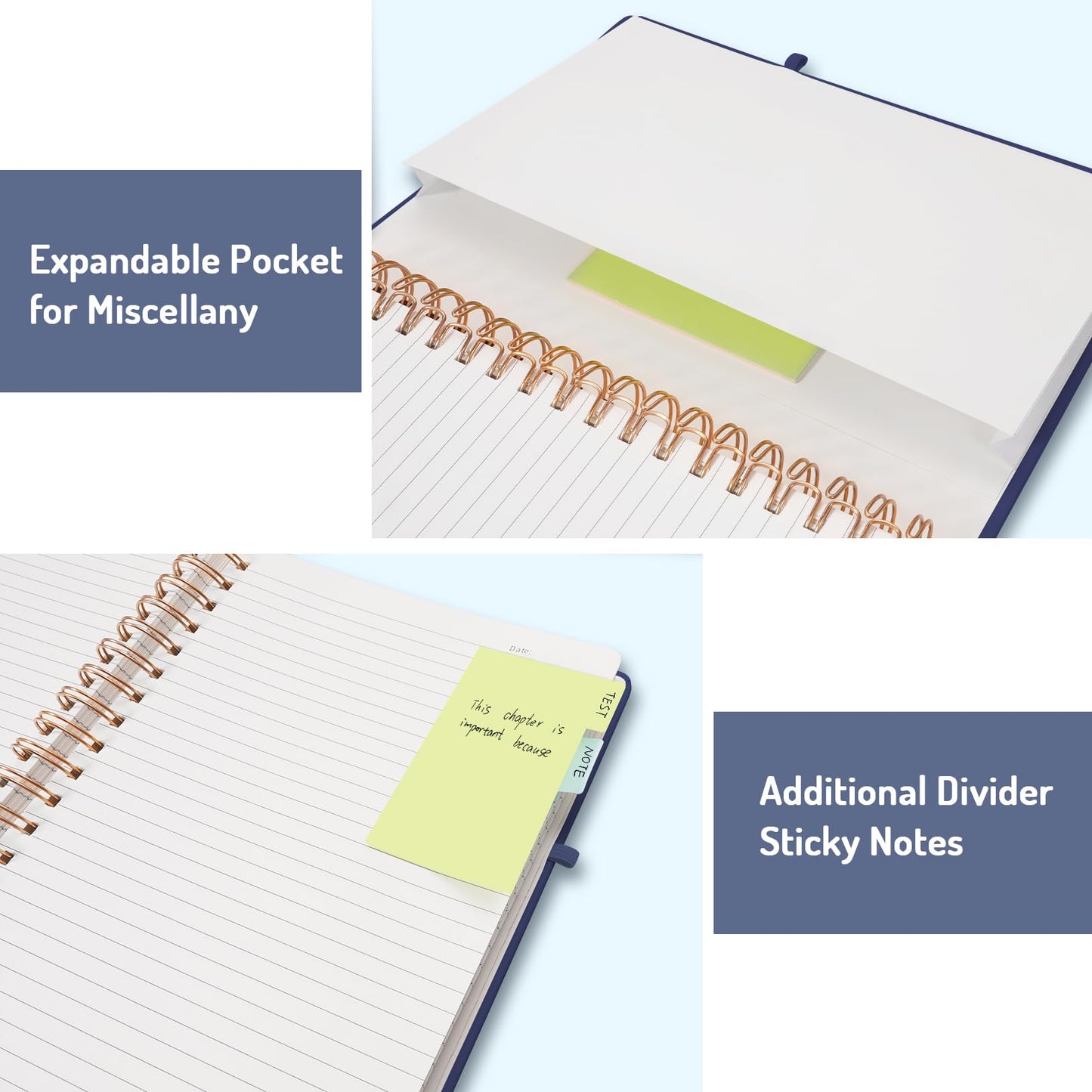 Forvencer Lined Spiral Journal Notebook with 300 Numbered Pages, B5 College Ruled Thick Journals for Writing with 100GSM Paper, Hardcover Notebooks with Contents for Work, School, Women, Men, Black