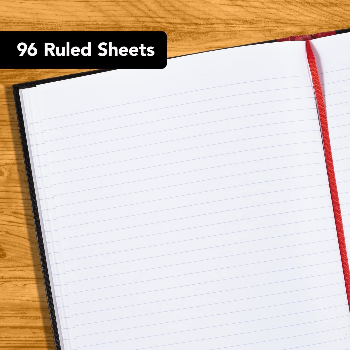 Black n' Red Notebooks, Business Journals, 3 Pack, 11-3/4" x 8-1/4", 96 Sheets, Ruled, Optik Paper, Hardcover, Casebound, Black (400123487)