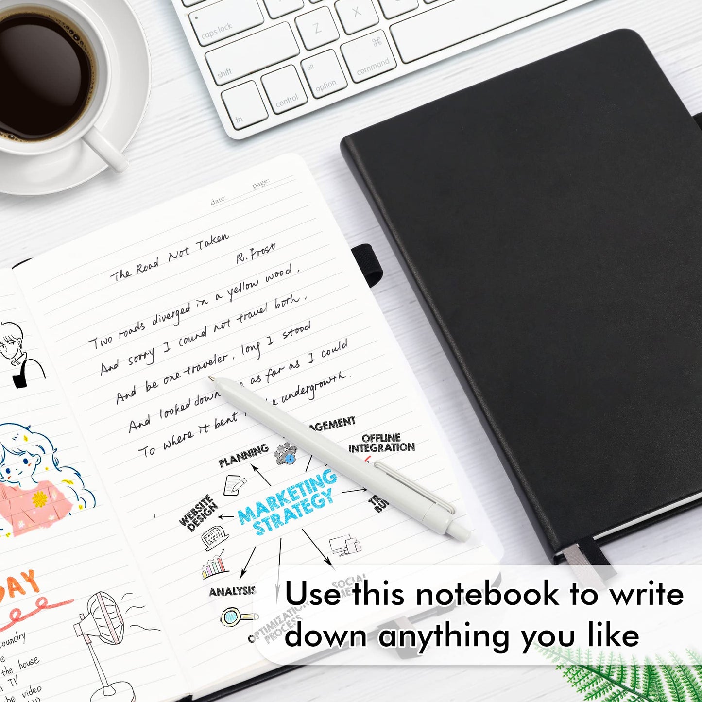 feela 24 Pack Journal Notebook for Work, Business Notebook Bulk Hardcover Lined Writing Journal with Pen Holder for Men Women Note Taking, with 24 Black Pens, 120 GSM, 5.1”x8.3”, A5, Gray