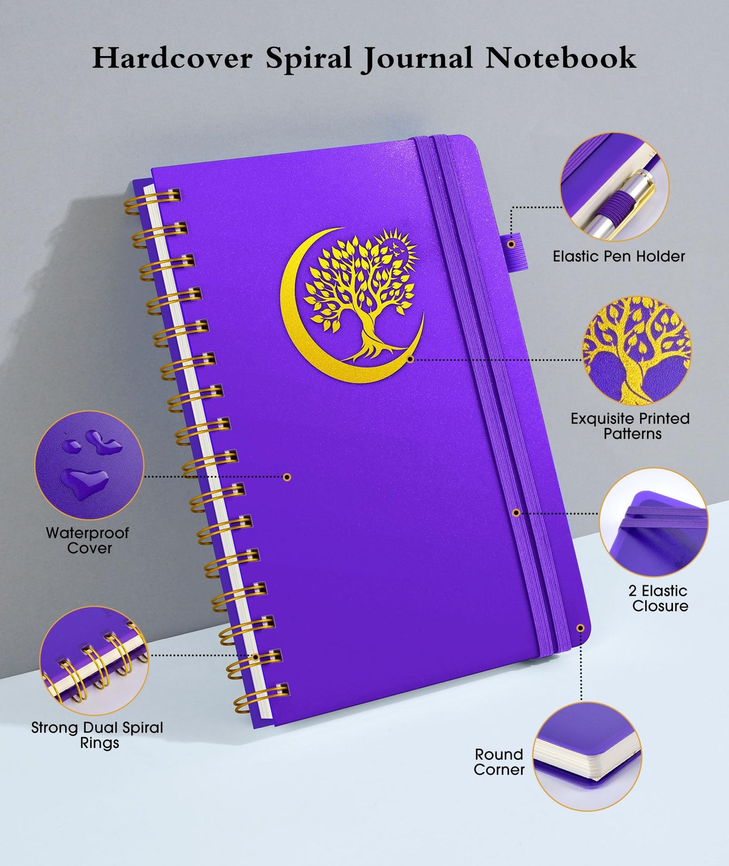 Spiral Notebook Journal 5.8" x 8.4",300 Numbered College Ruled Pages,100 GSM Lined Paper,Plastic Hardcover,Large Spiral Bound Journal for Women Men,A4 Notebooks for School Work Writing Business